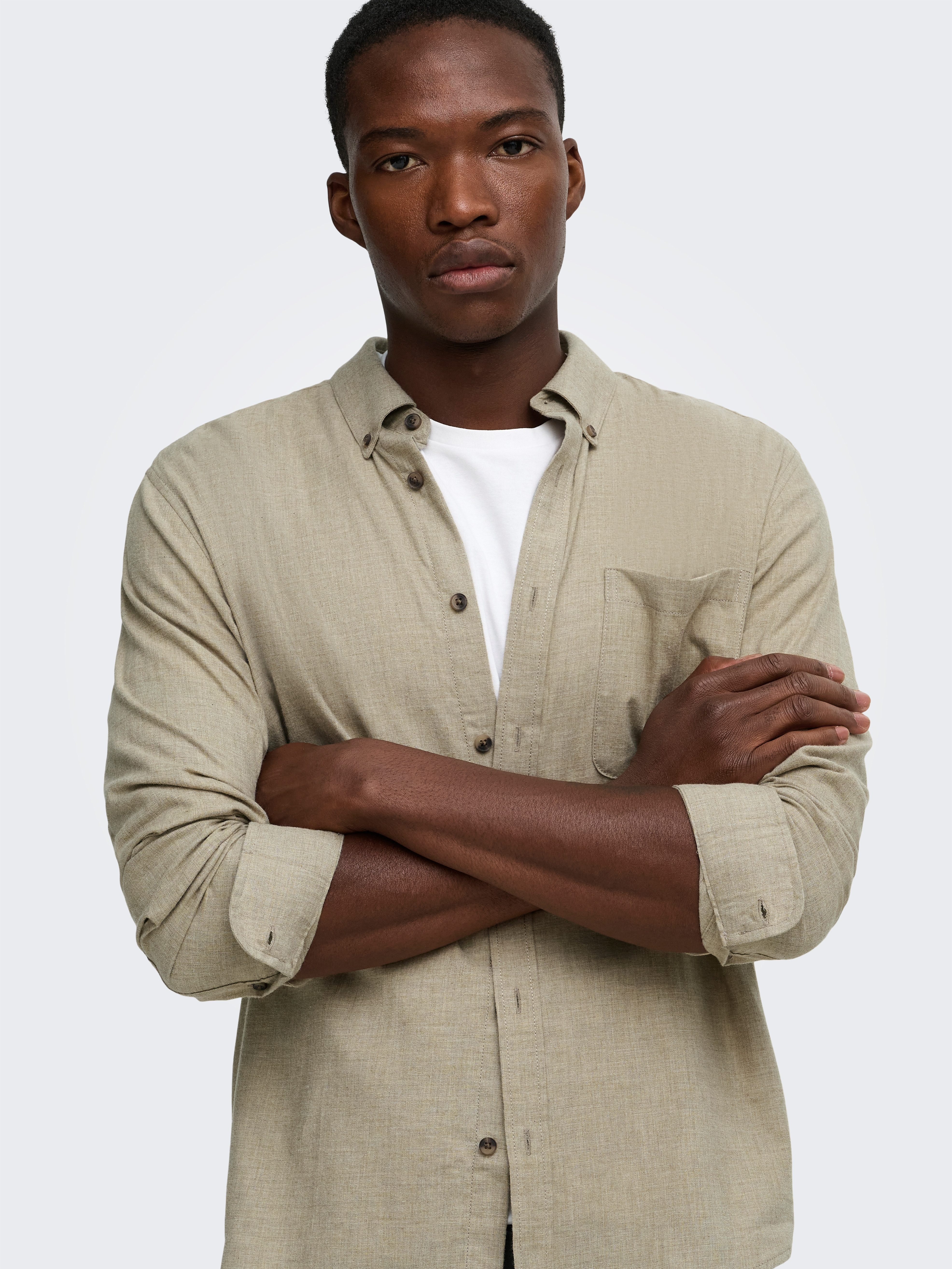 ONLY & SONS Langarmhemd ONSJUPITER REG FIT LS SHIRT NOOS mit Button Down Kragen – Bild 2 von 5