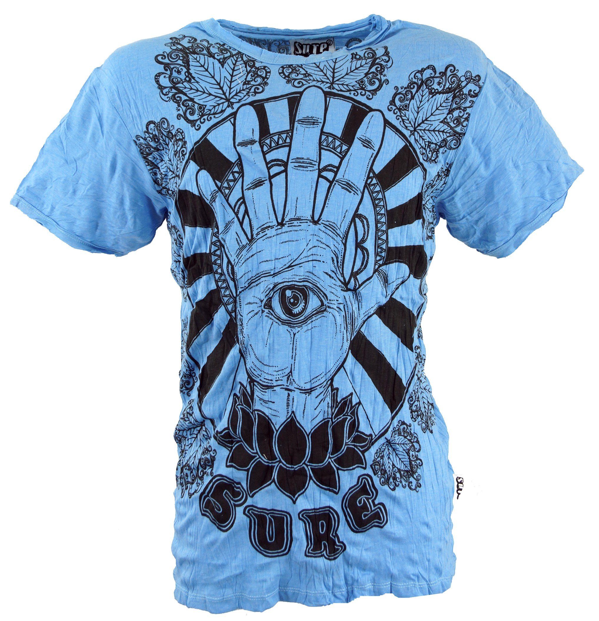 Guru-Shop T-Shirt Sure T-Shirt Magic Eye - hellblau Goa Style, Festival, alternative Bekleidung