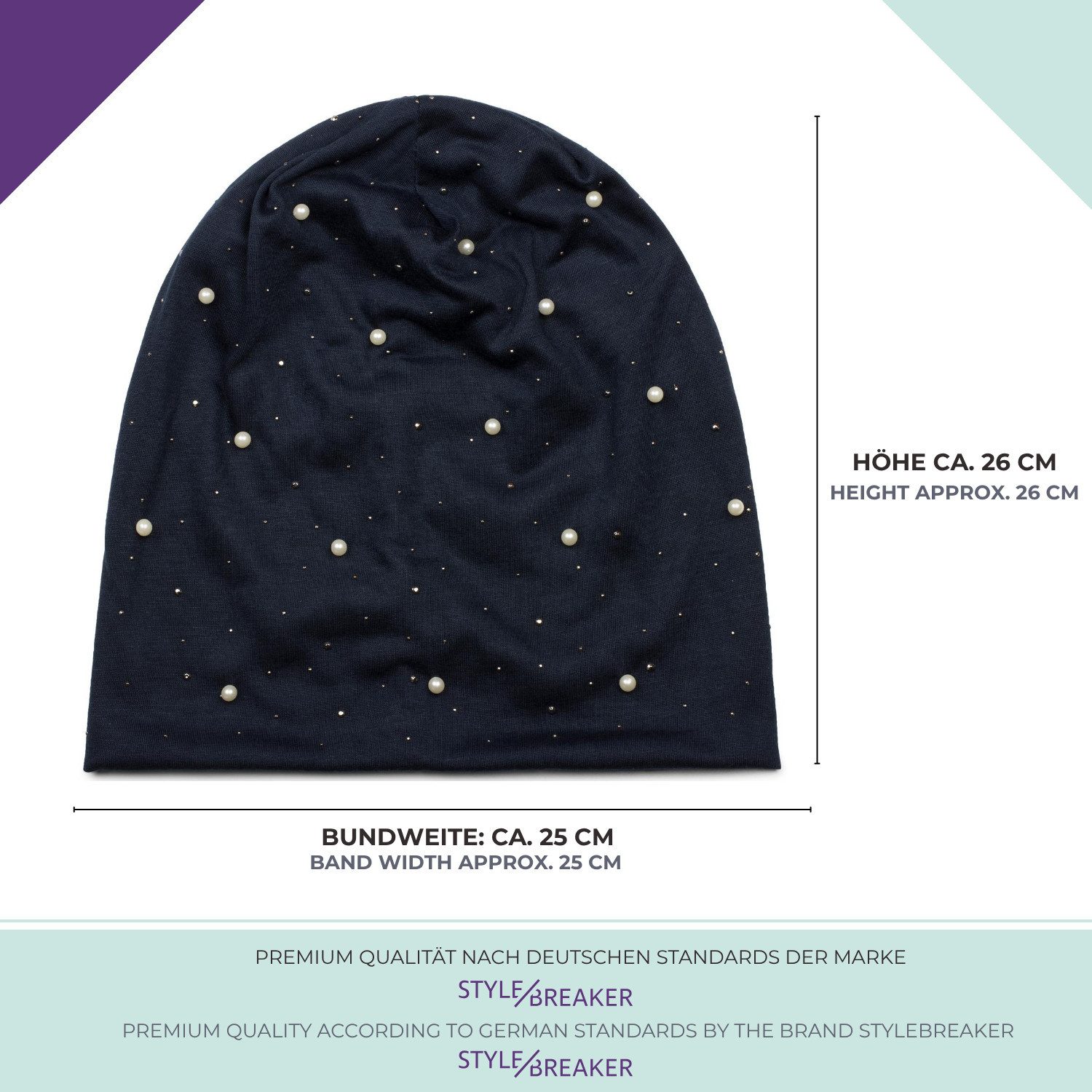 styleBREAKER Beanie Beanie mit Perlen und Strass Nieten (1-St) – Bild 4 von 5