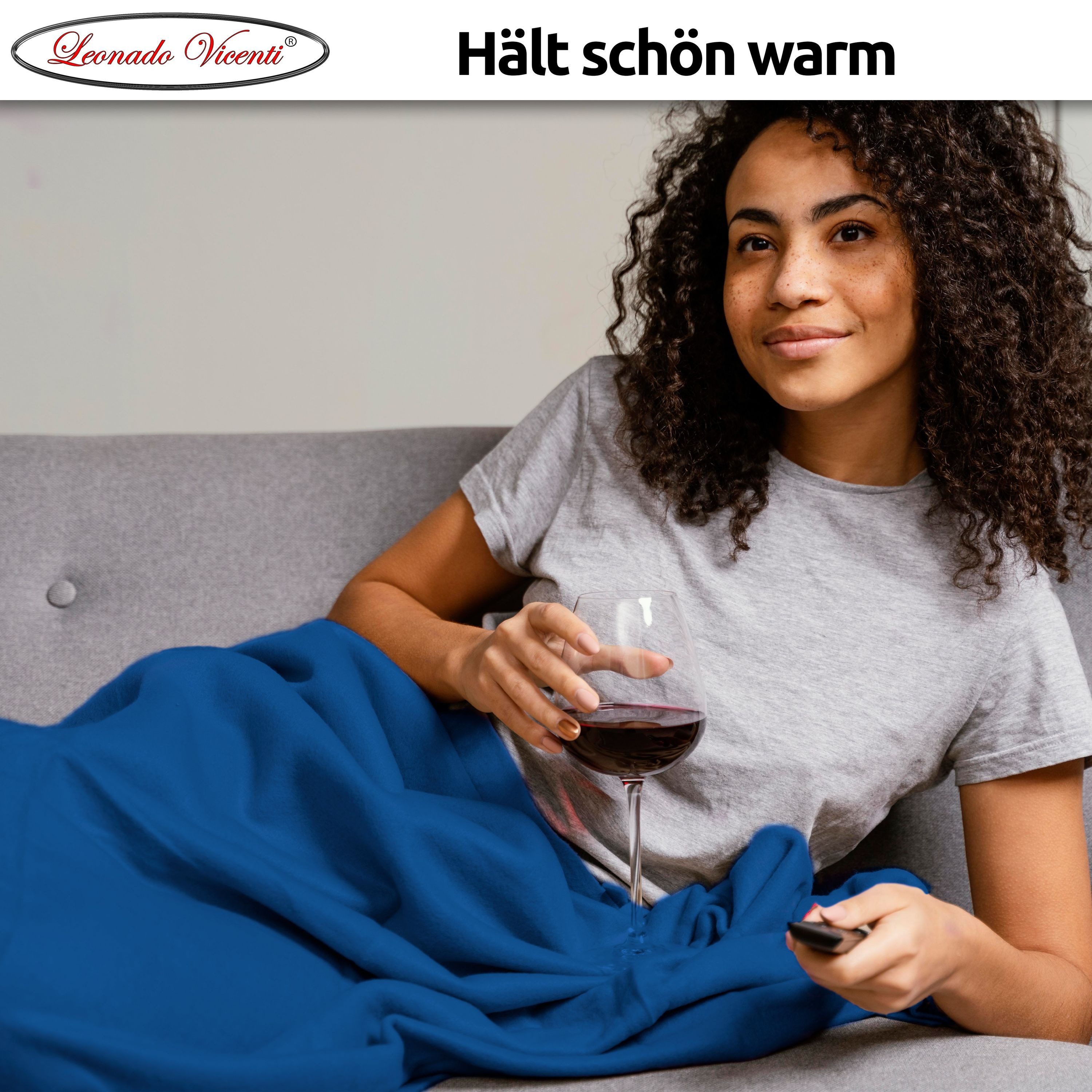 Wohndecke kuschelig warm, 2er Pack 150x200, Leonado Vicenti, Kuscheldecke flauschig weich, Einfarbig,2er Set – Bild 2 von 5