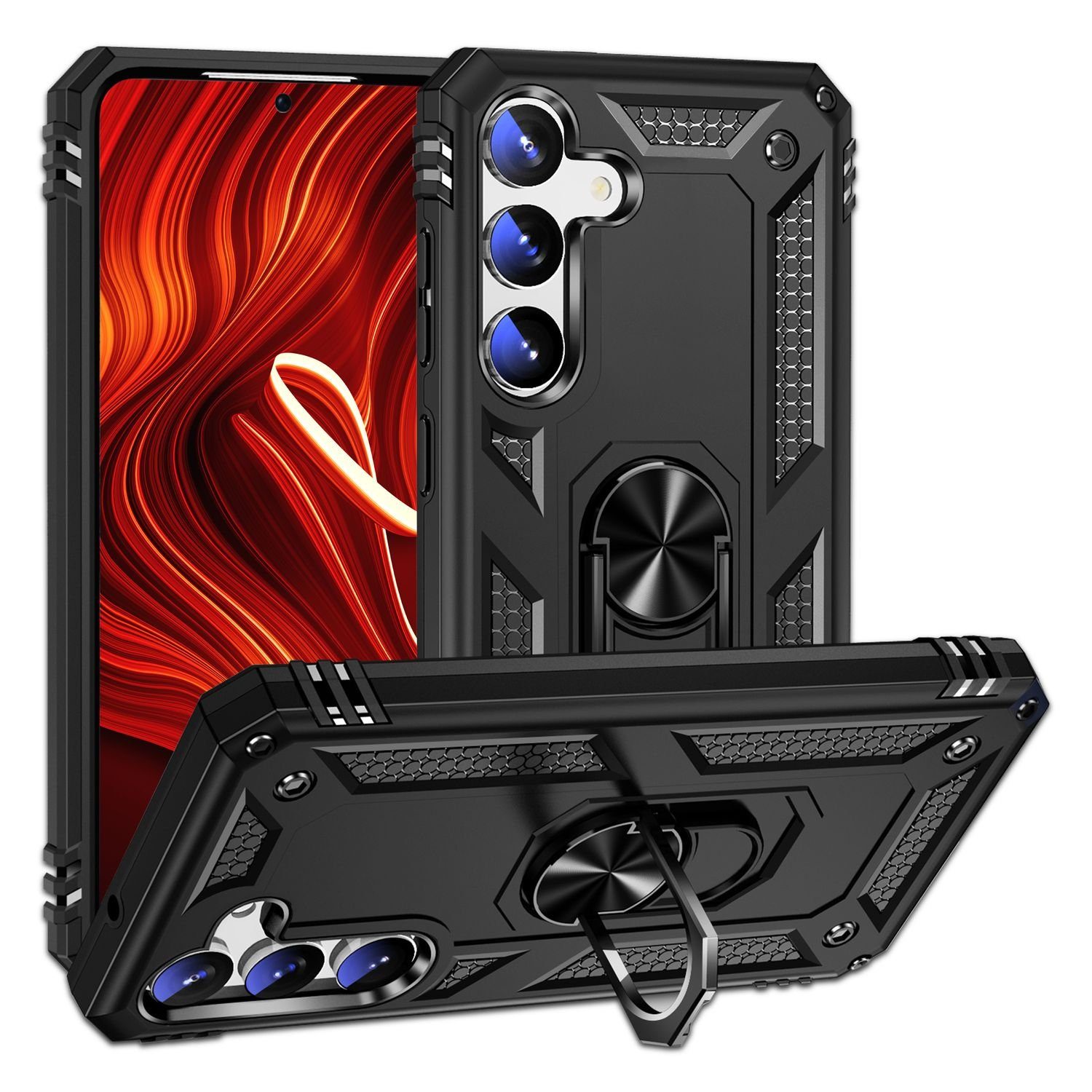 Nalia Smartphone-Hülle Samsung Galaxy S24 Plus, Military Style Hülle mit Ring / Extrem Schützend / Outdoor Panzer Case