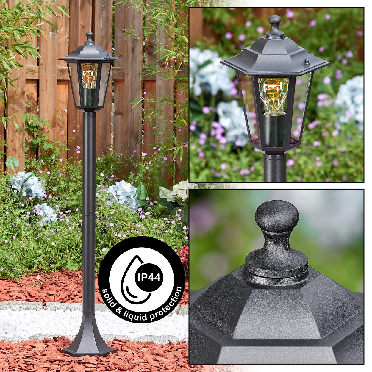 hofstein Pollerleuchte Wegeleuchte aus Metall/Glas in Schwarz/Klar, ohne Le günstig online kaufen