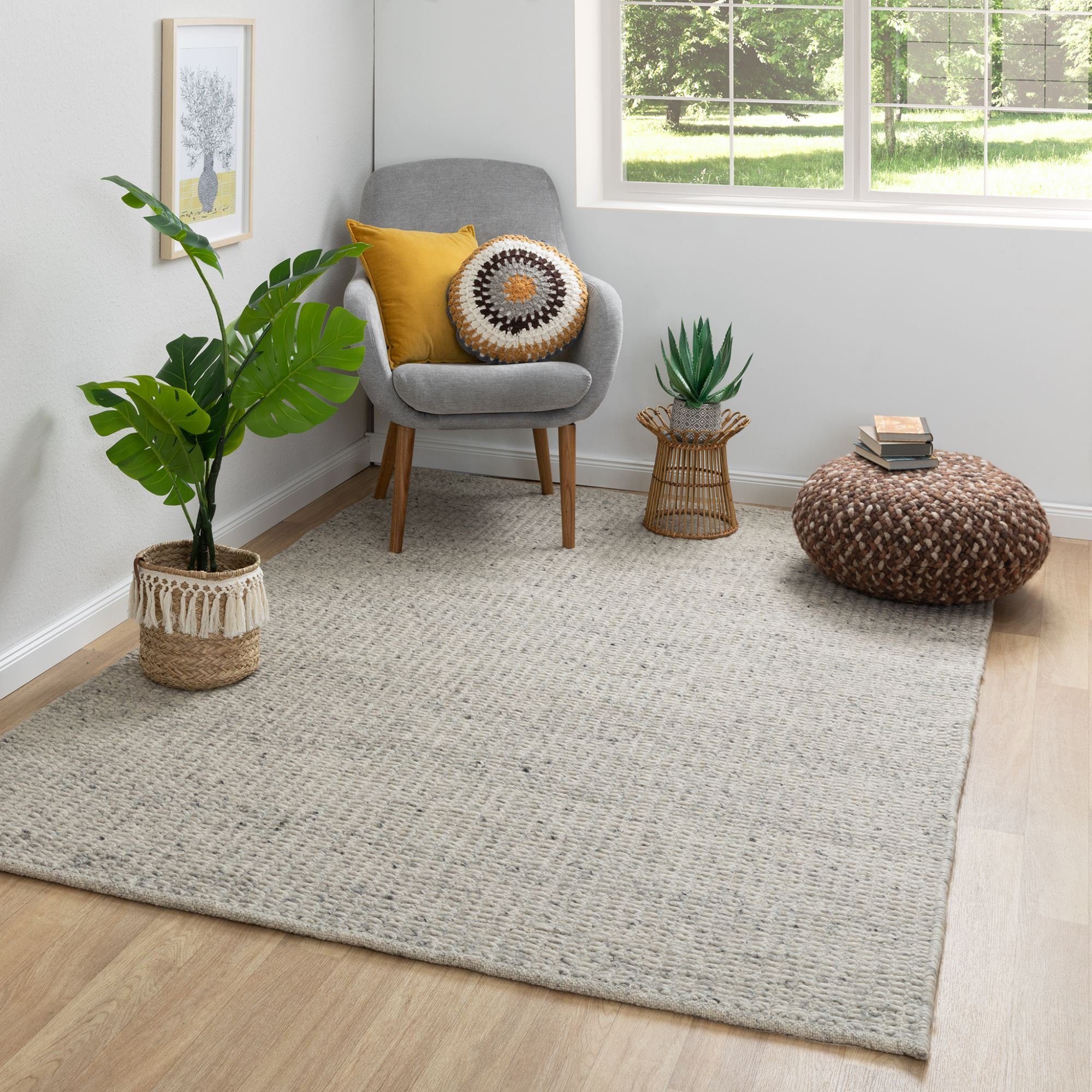 Steffensmeier Wollteppich Kornau mit Fusselstopp, Rechteckig, Handwebteppic günstig online kaufen