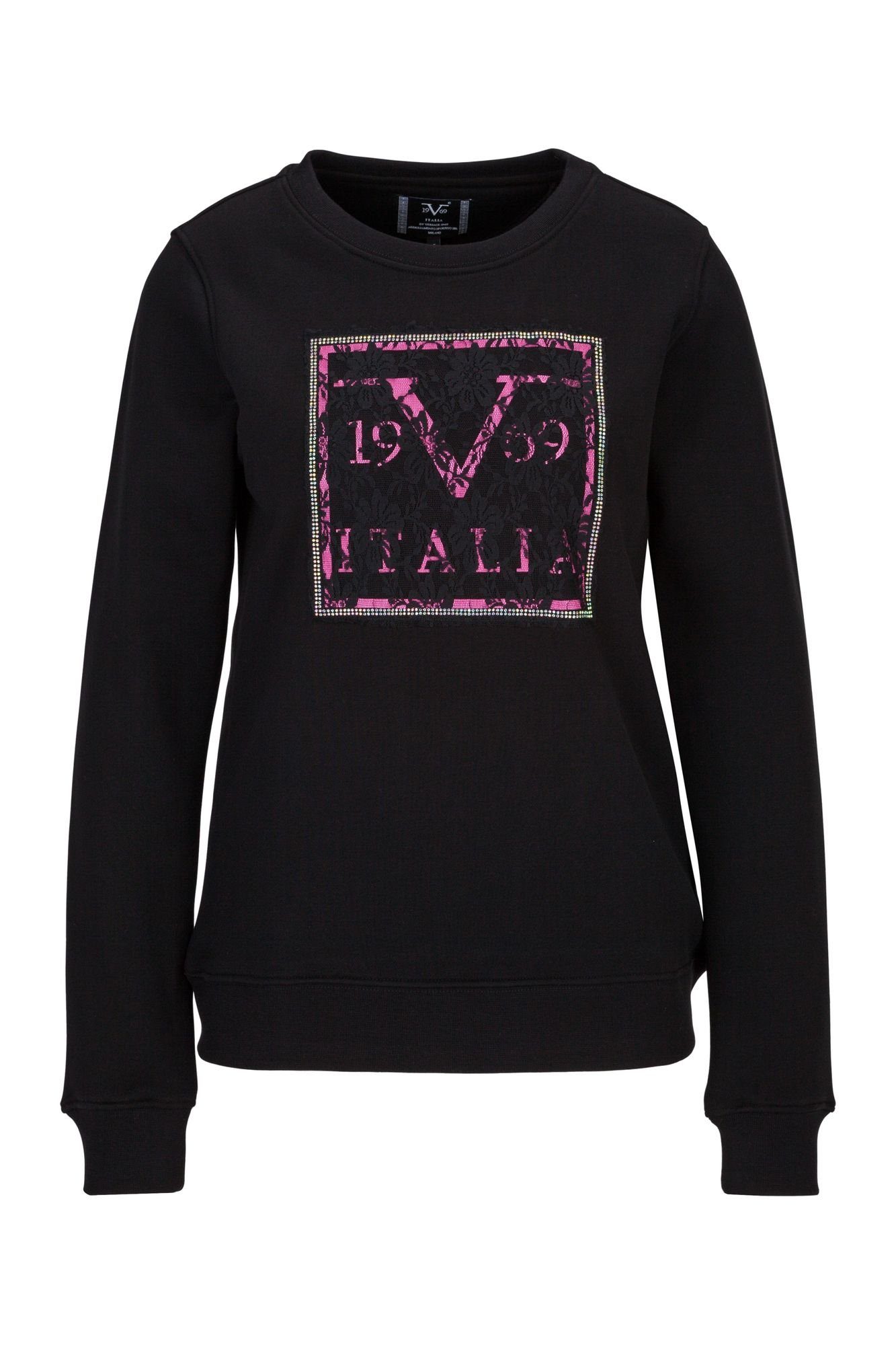 19V69 Italia by Versace Sweatshirt SUZETTE Damen Rundhalsshirt mit pinkem Barock-Print (XS-XXL)