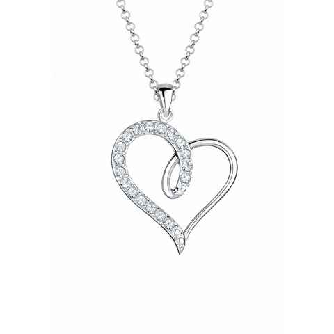 Elli Kette mit Anhänger Herz Kristalle 925 Sterling Silber, Herz