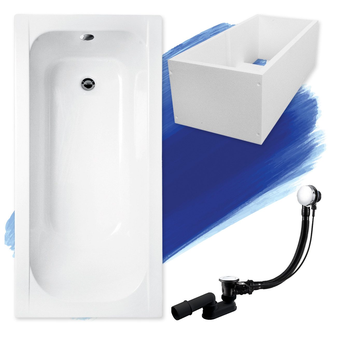 KOLMAN Badewanne Rechteck Continea 140x70, Ablaufgarnitur & Füße GRATIS