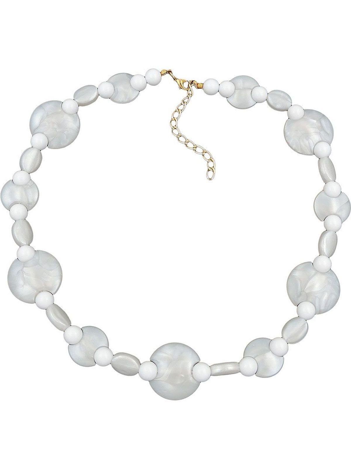 Gallay Perlenkette 18mm und 23mm Scheiben Kunststoff wachsweiß und Perlen  weiß 45cm (1-tlg)