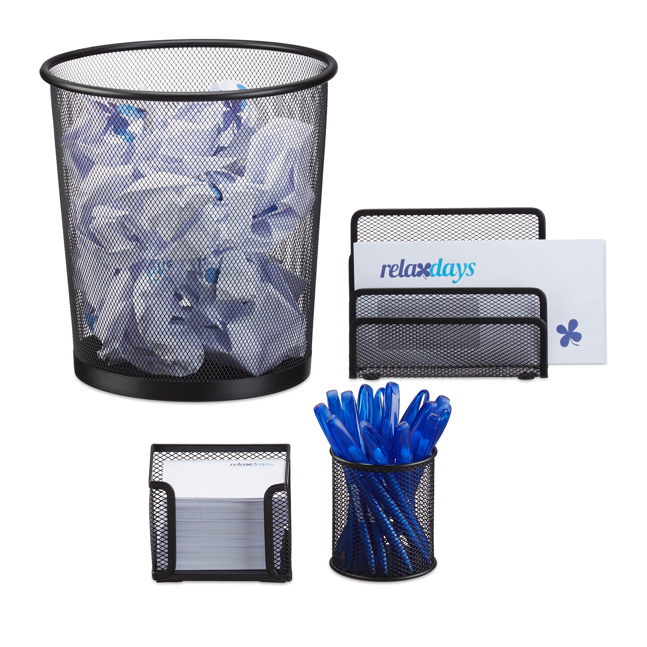 relaxdays Schreibtischaufsatz Schreibtisch Organizer Set, 4-teilig, günstig online kaufen
