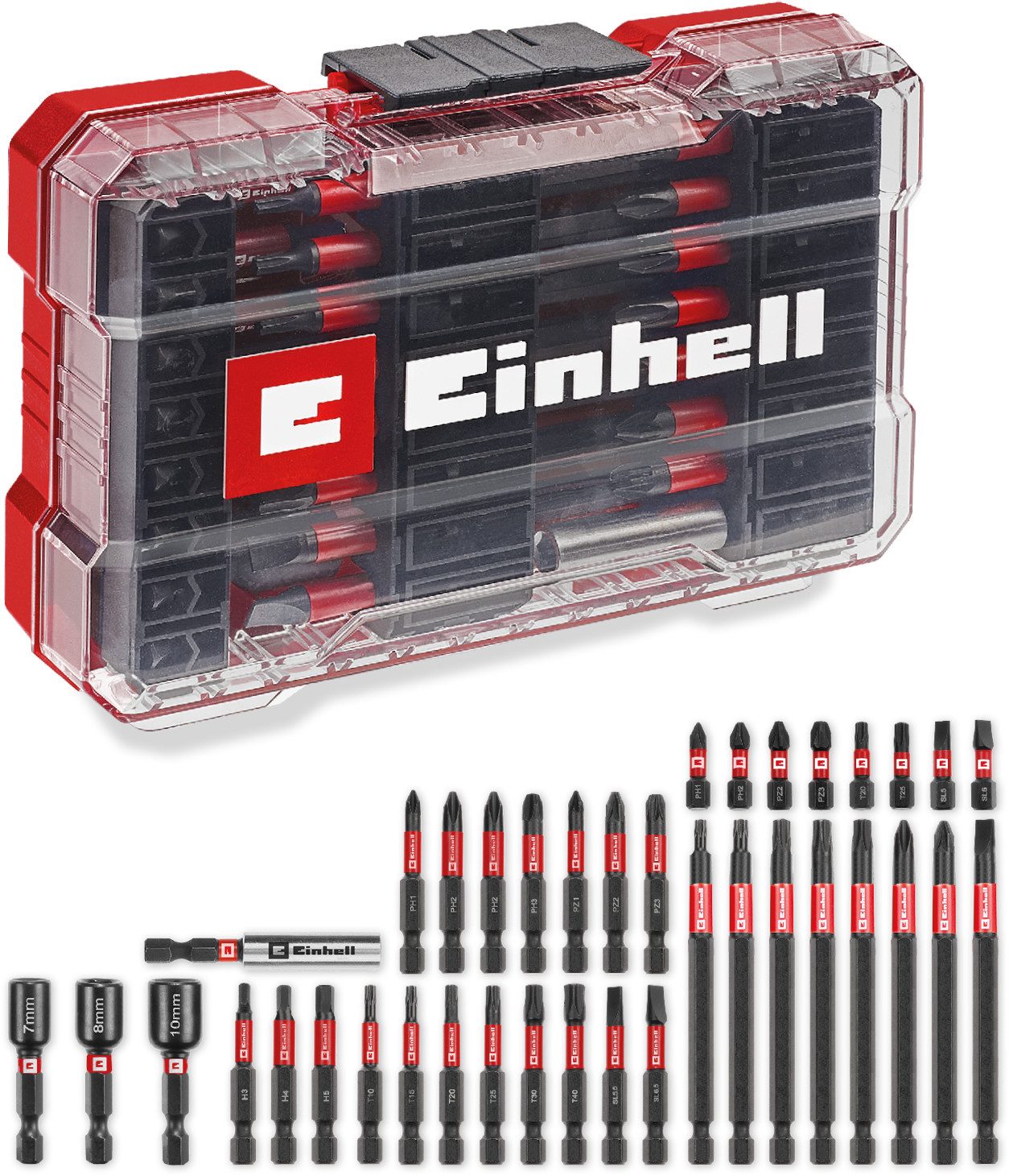Einhell Bit-Set M-CASE Impact SB, 38-tlg. (25-/50-/90-mm-Bits, Stecknüsse, Bithalter)