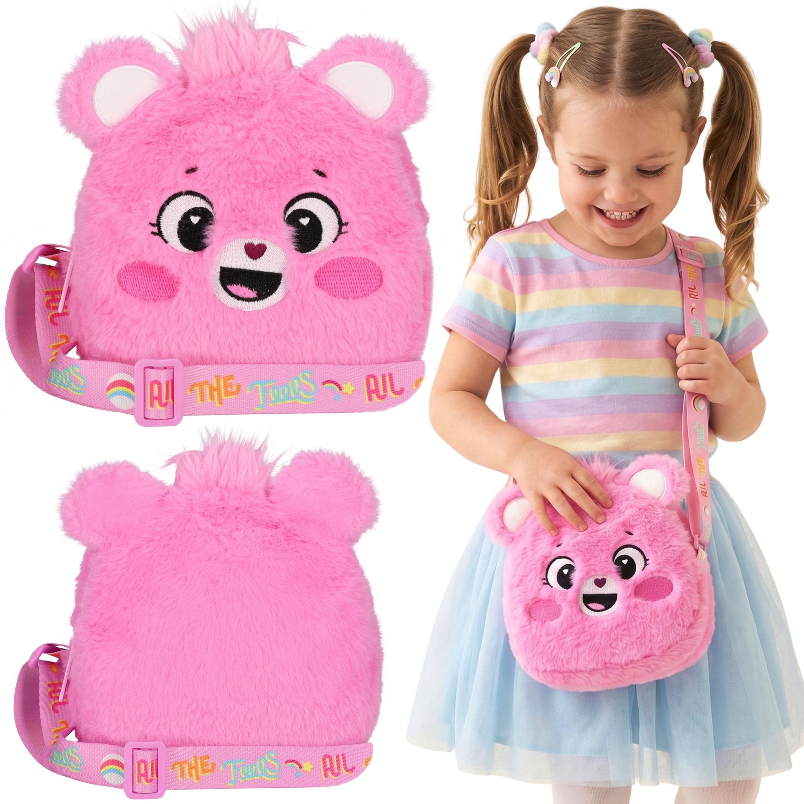 Handtasche Care Bears Plüschhandtasche für Mädchen, rosa, 15 x 15 x 4 cm