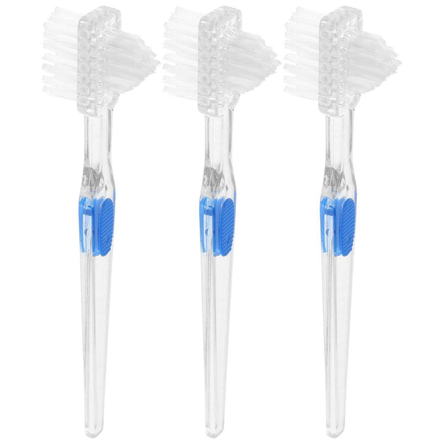LuxusKollektion Zahnbürste Prothesen Zahnbürste Doppelseitig Transparent 16cm