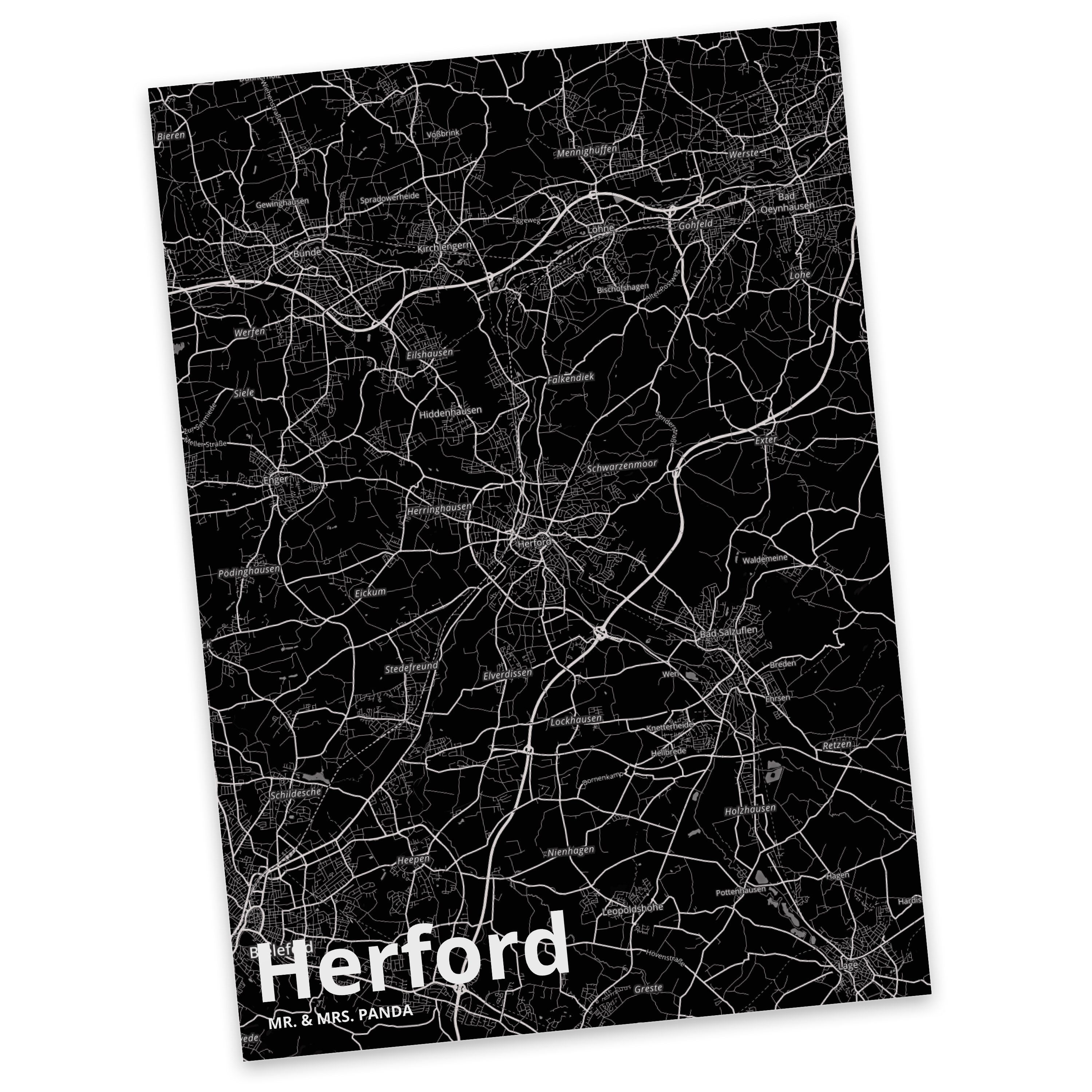 Mr. & Mrs. Panda Karte Stadtplan, Dorf Landkarte Map - Stadt Postkarte Geschenk, Herford Städte