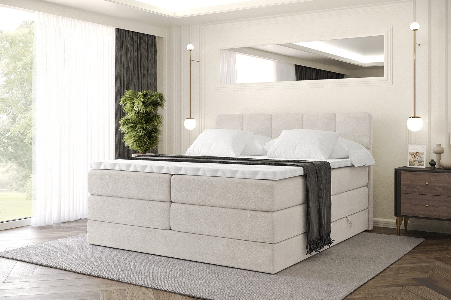 ALTDECOR Boxspringbett LIRO KING (Multipocket-Matratze H4, H3 Matratze Bone günstig online kaufen