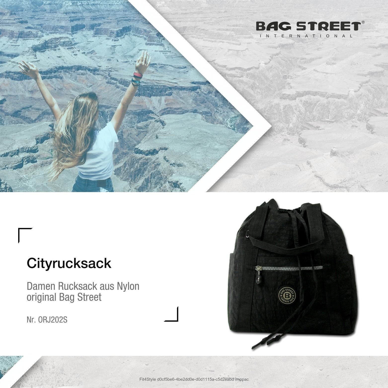 BAG STREET Cityrucksack Bag Street Rucksack Crinkle Nylon schwarz, Damen, Jugend Cityrucksack Freizeithandtasche Nylon, schwarz 33cm hoch