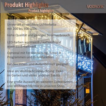 VOLTRONIC LED-Lichterkette VOLTRONIC® Eisregen Lichterkette für innen/ außen, IP44, optional mit 8 Leuchtmodi/Fernbedienung/Timer, Farb-, Modellwahl