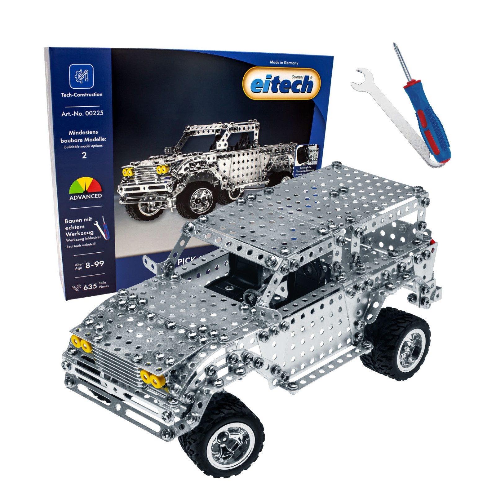 Eitech eitech Pick-Up, Geländewagen, 00225 Metallbaukasten, (Spielzeugauto, 630 St., Modellbausatz), Konstruktionsspielzeug, Made in Germany