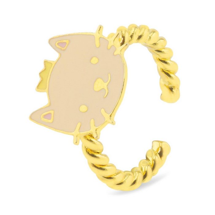 Monkimau Fingerring Damen Ring Katze mit Krone 18k Gold plattiert (Packung) 18 Karat vergoldet