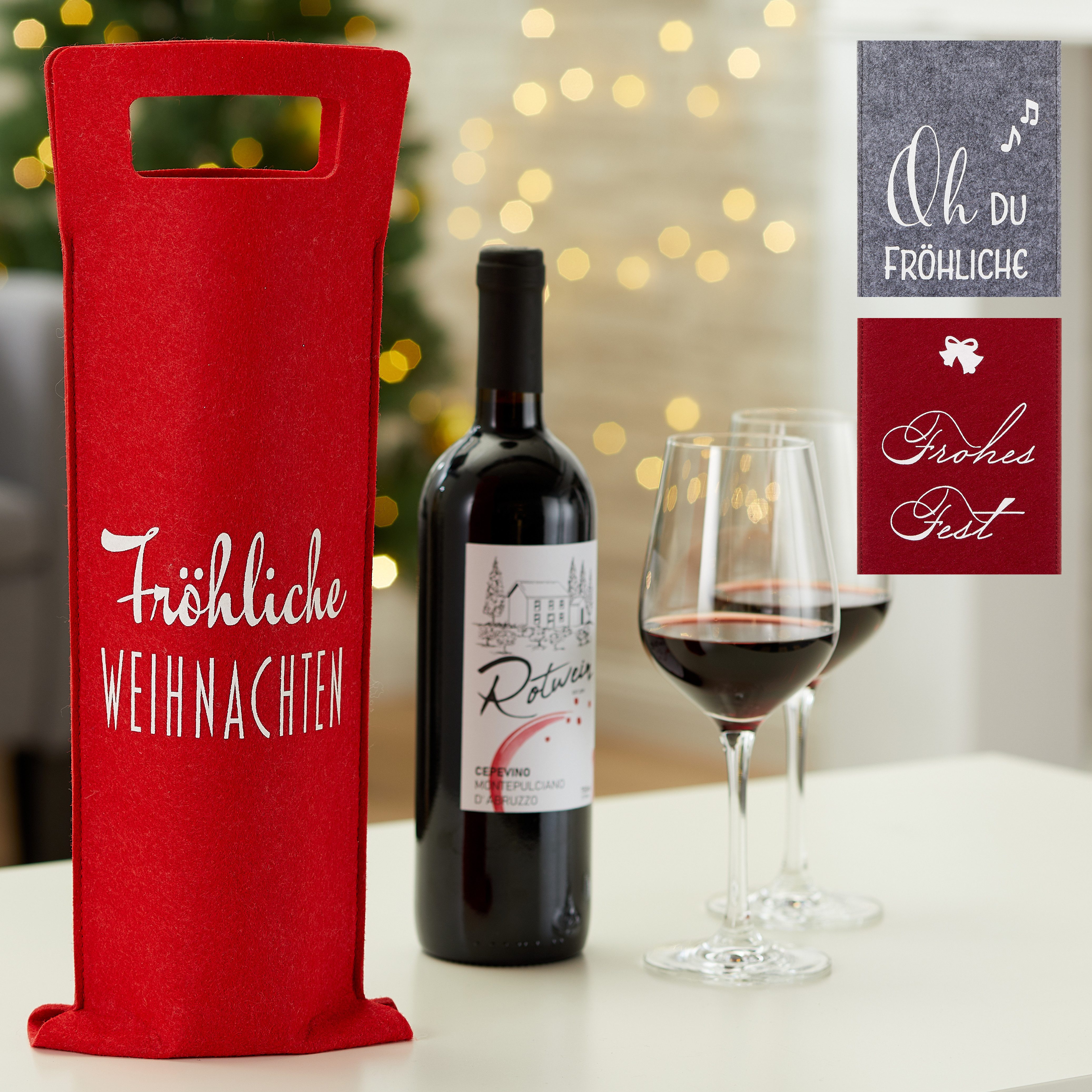 Geschenkestadl Weinflaschenhalter 6 Stück aus Filz günstig online kaufen