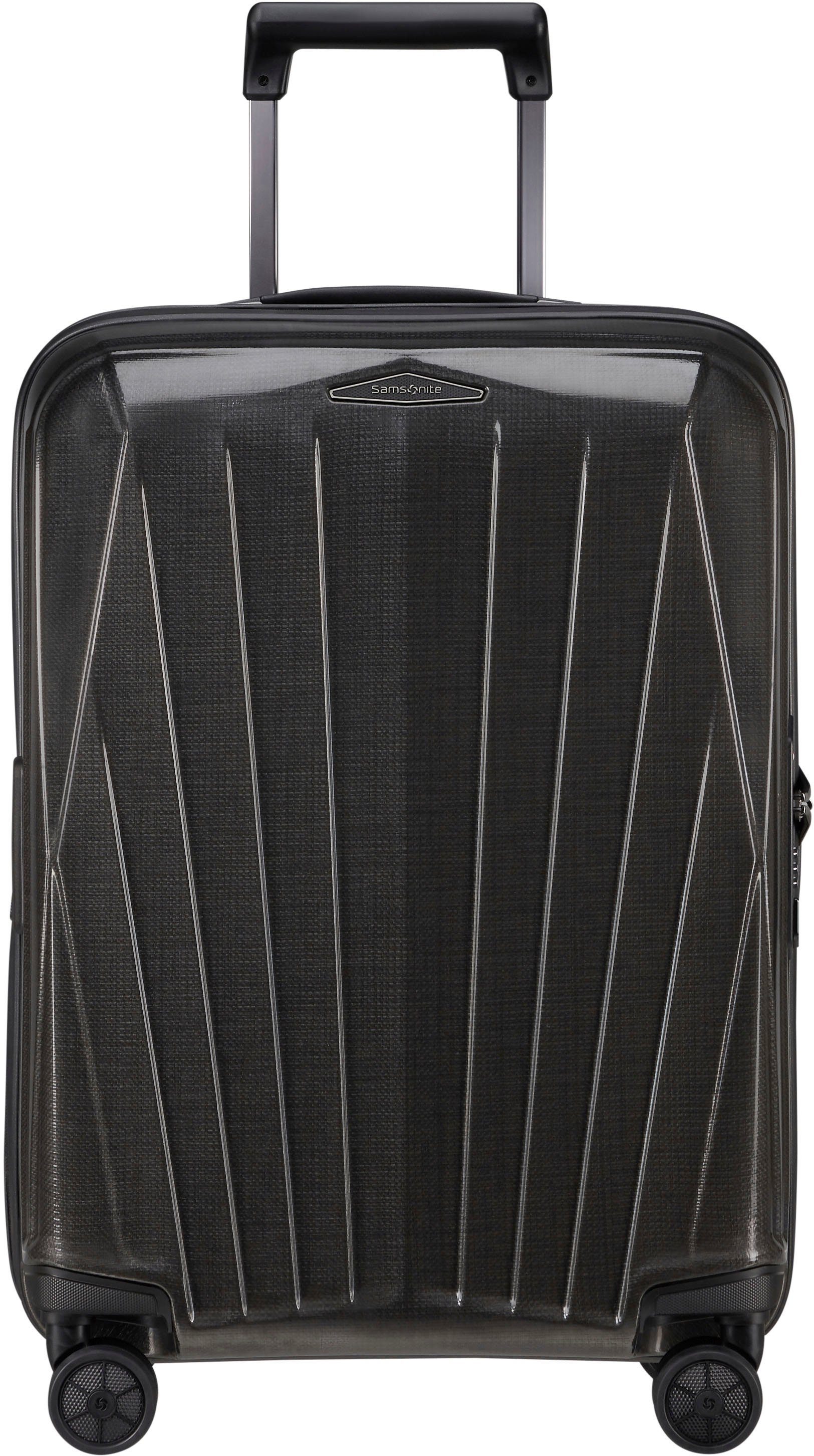 Samsonite Hartschalen-Trolley Major-Lite, black, 55 cm, 4 Rollen, Handgepäck Reisekoffer Trolley Made in Europe mit Volumenerweiterung