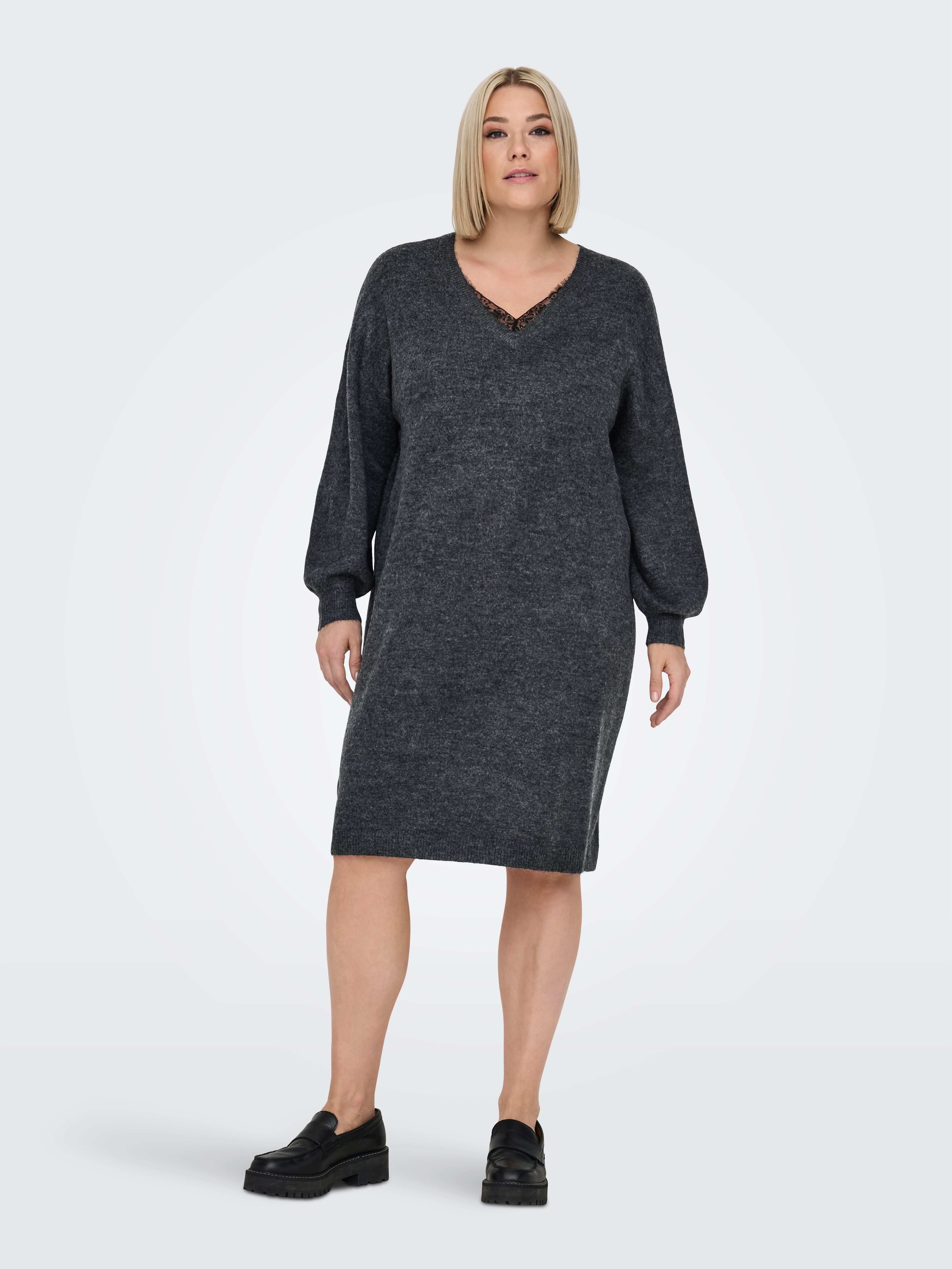 ONLY CARMAKOMA Strickkleid CARMANIFESTA LS V-NECK günstig online kaufen
