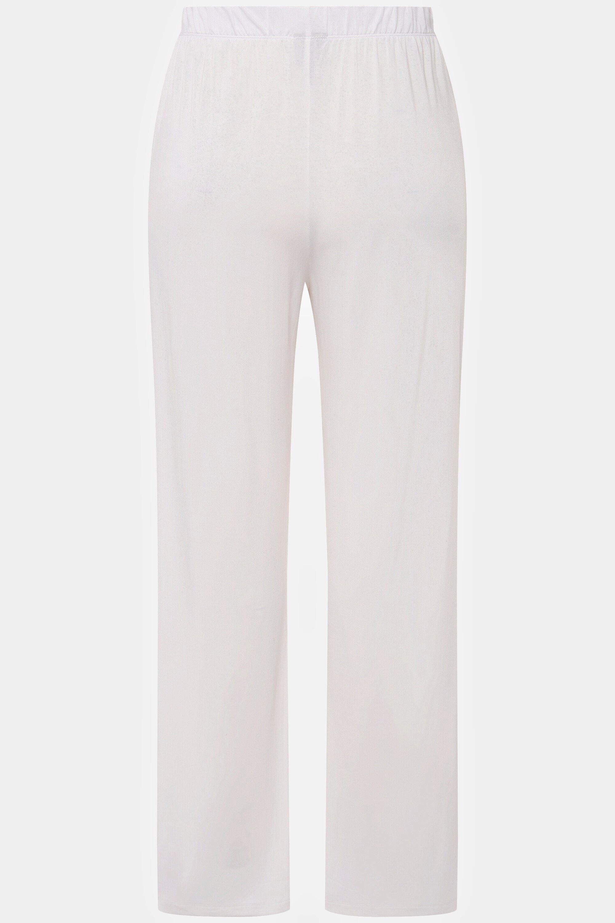 Ulla Popken Funktionshose Slinkyhose weites Bein Elastikbund Slinky-Piqué