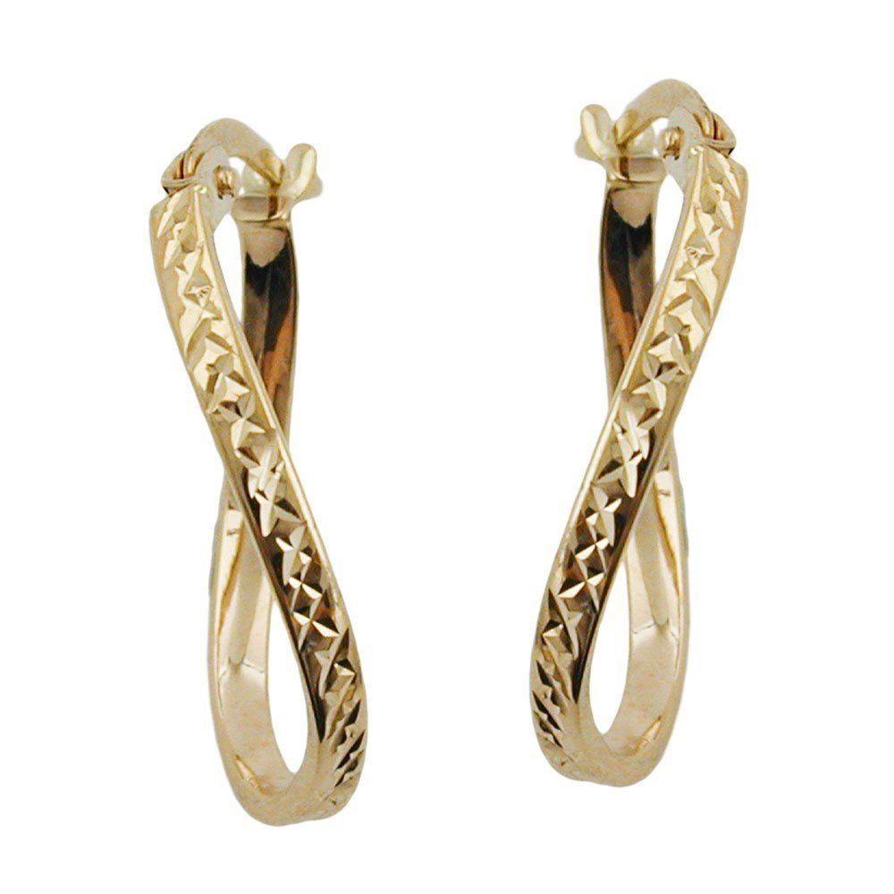 Schmuck Krone Paar Серьги-кольца Серьги-кольца, Möbius Band, oval, 375 Gelbgold, Damen, Gold 375