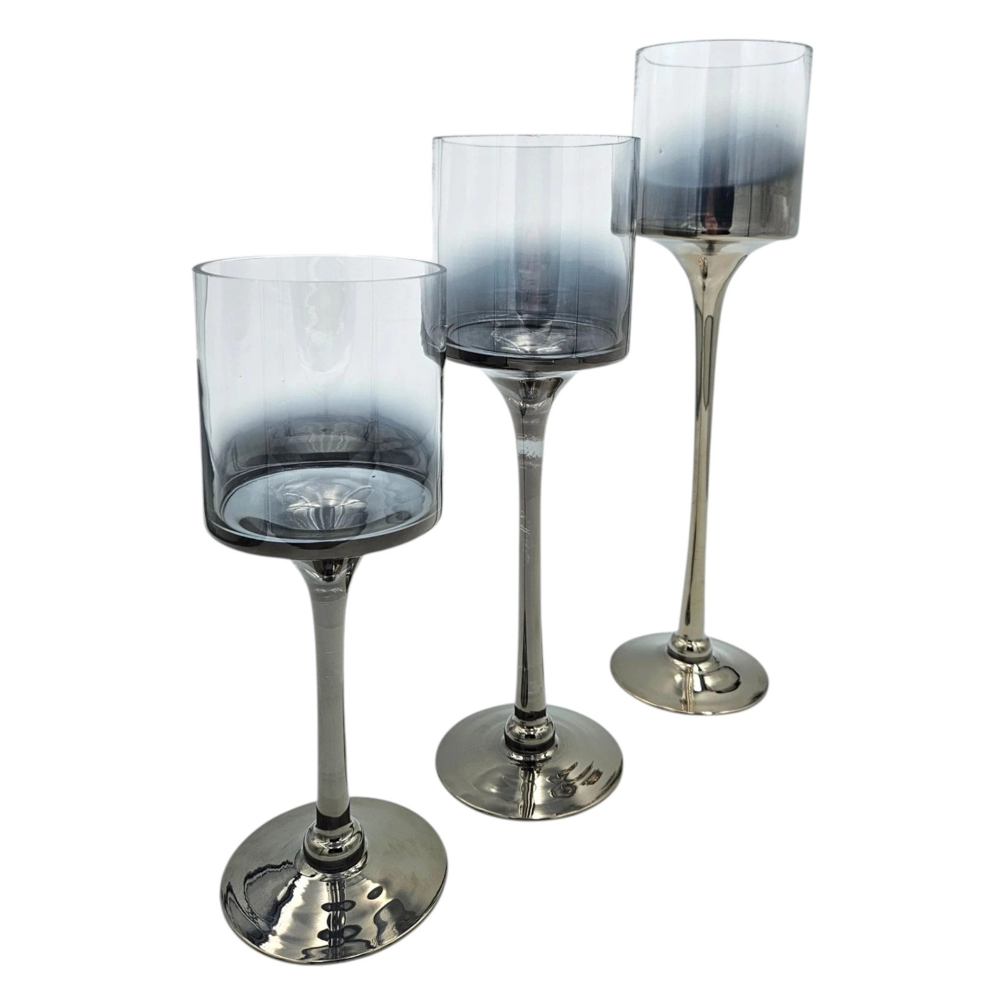 Meinposten Kerzenleuchter aus Glas 3er Set Kerzenglas Windlicht Weihnachten günstig online kaufen