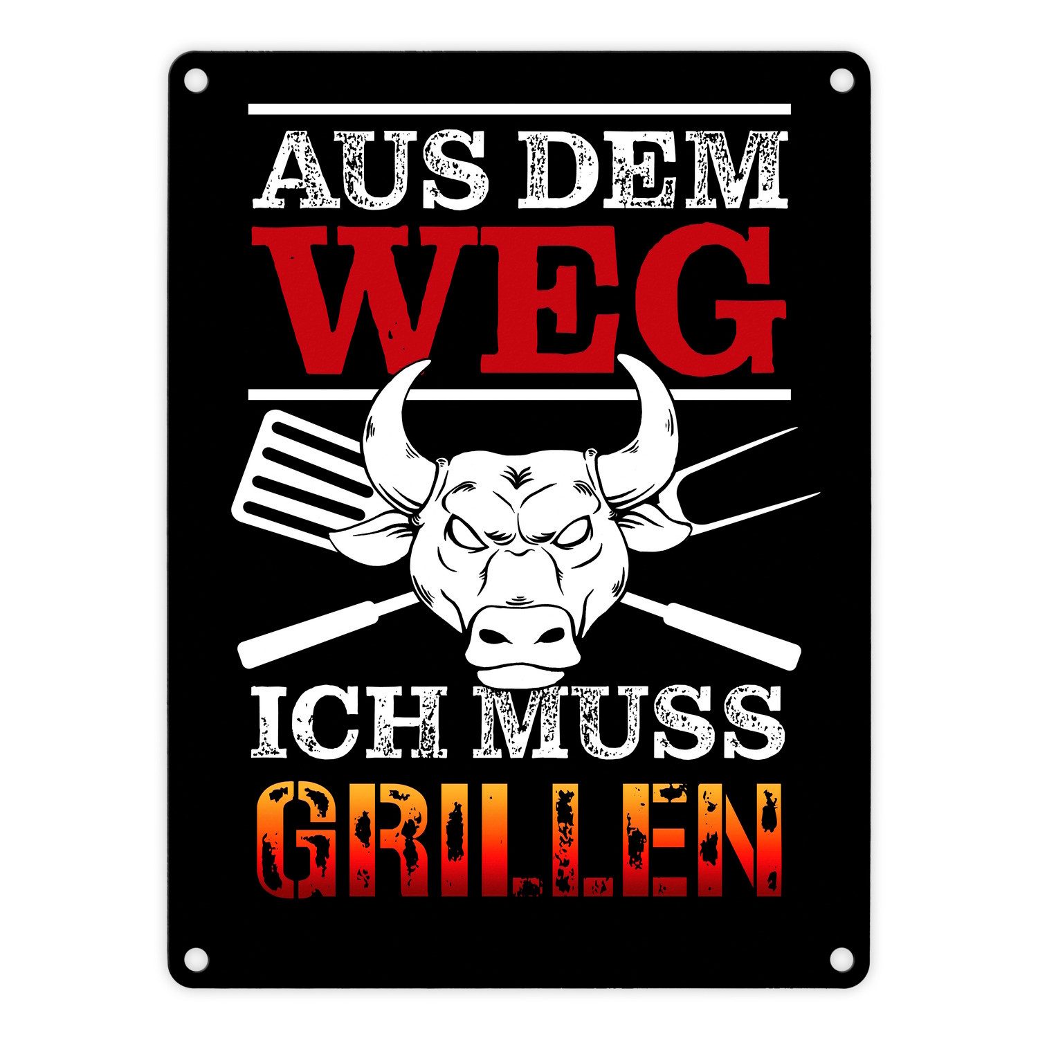 Metallschild Aus dem Weg - ich muss grillen Metallschild in 15x20 cm