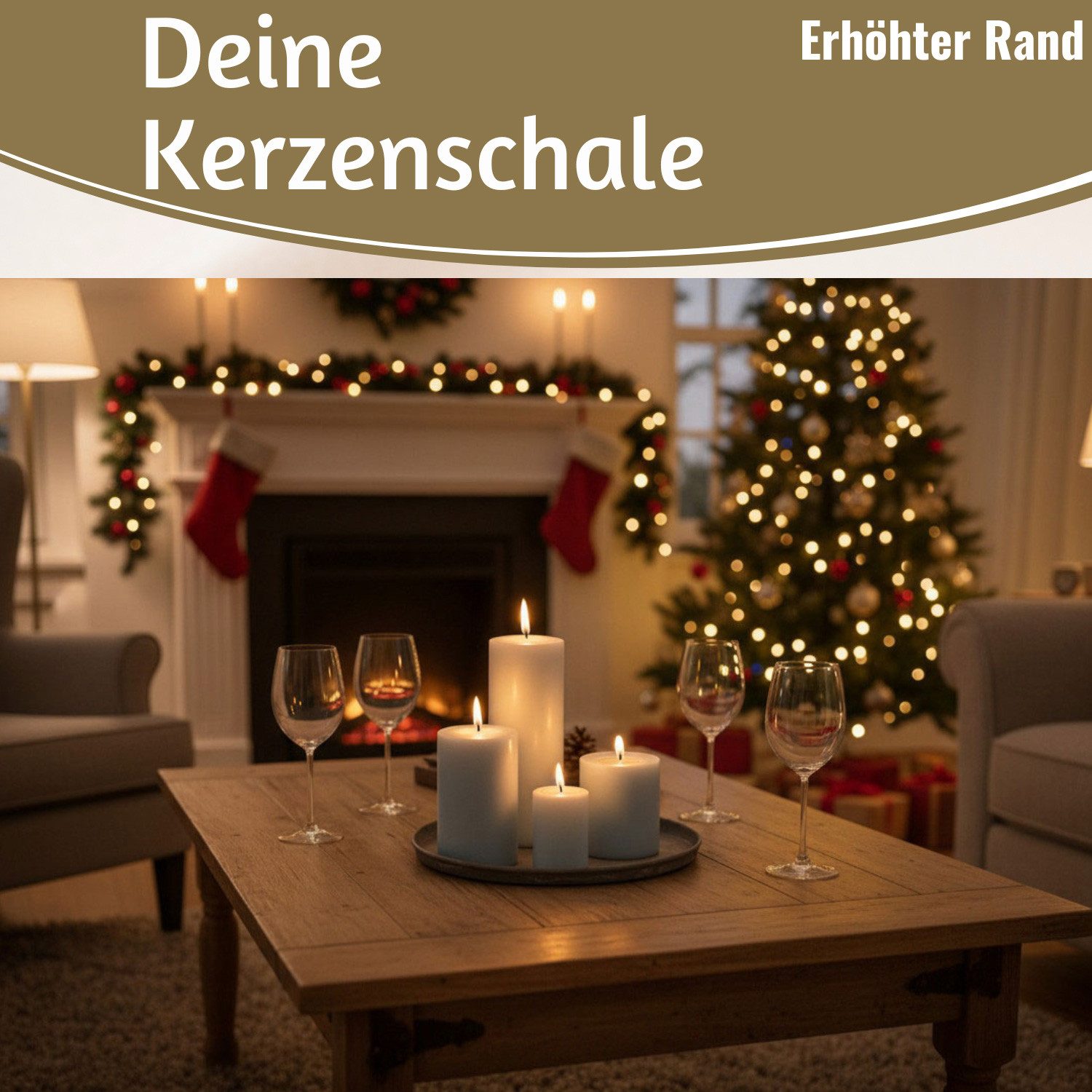 LS-LebenStil Tablett Metall Deko Kerzenteller Rund Silber Kerzentablett Kerzenschale, Metall, (Deko Schale Kerzen-Untersetzer für Stumpenkerzen Unterteller Vase – Bild 4 von 5