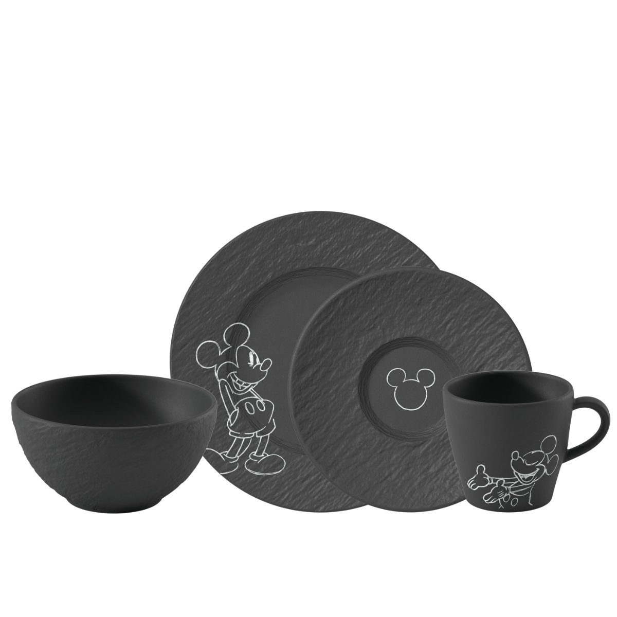 Villeroy & Boch Frühstücks-Geschirrset Manufacture Mickey Mouse, Porzellan, 4-tlg.