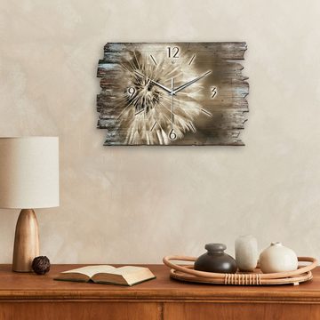 Kreative Feder Wanduhr Design-Wanduhr „Pusteblume“ aus Holz im Shabby Style Design (ohne Ticken; flüsterleises Uhrwerk; außergewöhnlich, modern)