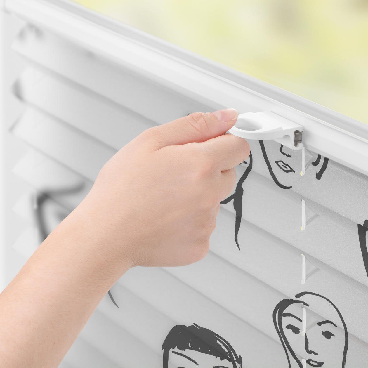 LICHTBLICK ORIGINAL Plissee Plissee Klemmfix, ohne Bohren, blickdicht, Faces - Schwarz, blickdicht, freihängend, Klemmfix