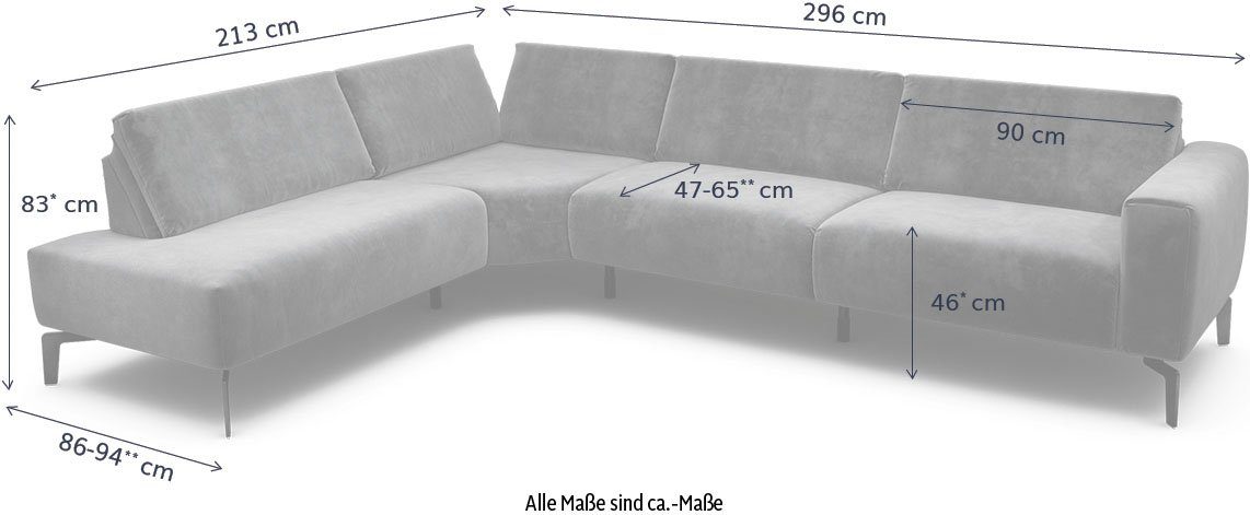 Sensoo Ecksofa Cosy1, 3 (verstellbare Komfortfunktionen Sitzposition, Sitzhöhe) Sitzhärte