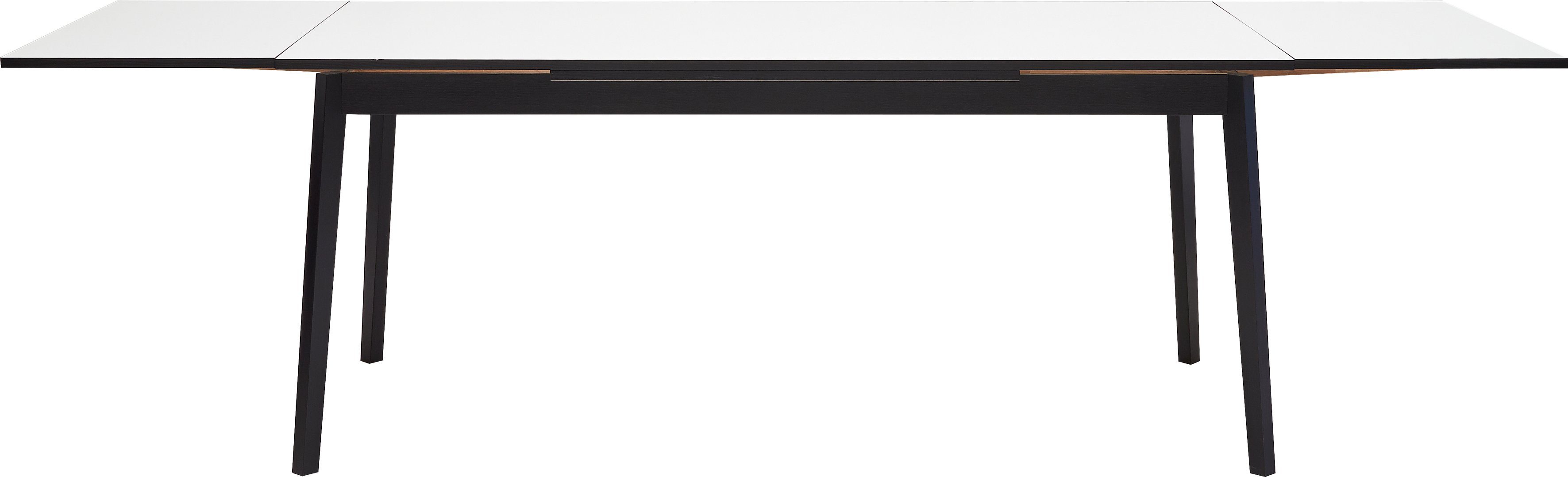 Massivholz Tischplatte Melamin cm, Gestell Schwarz Single, Basic Esstisch | aus 180(280)x80 Furniture by und in Hammel Hammel Weiß/Schwarz