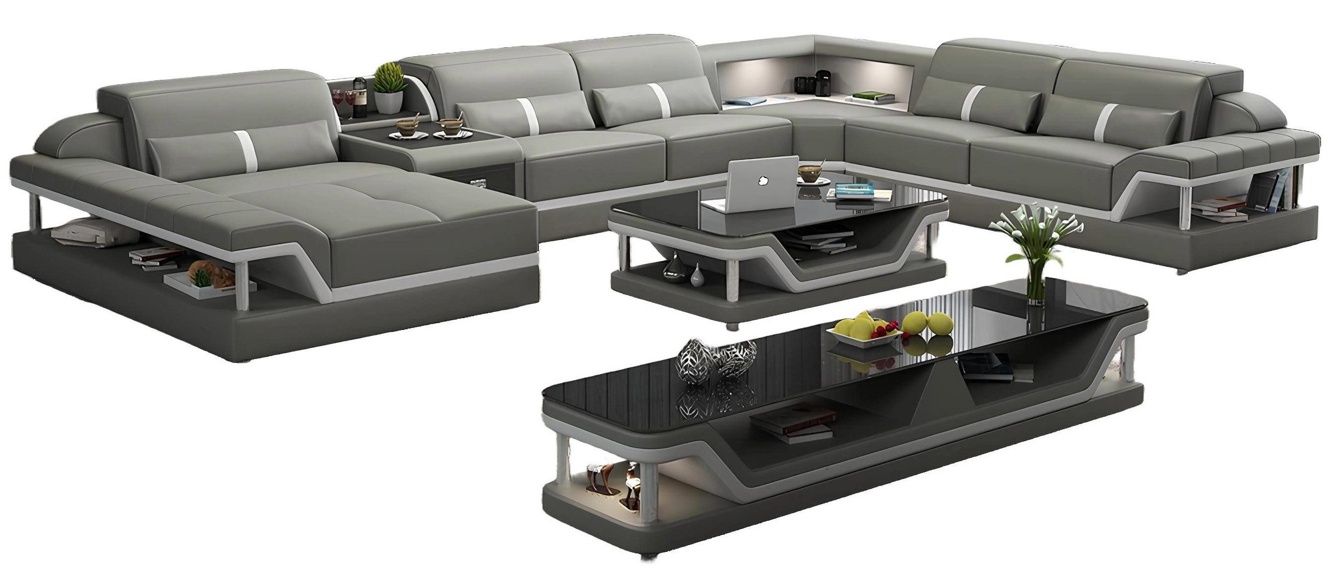 Xlmoebel Wohnlandschaft Ecksofa in U-Form mit Couchtisch und Sideboard in elegantem Design, Hergestellt in Europa