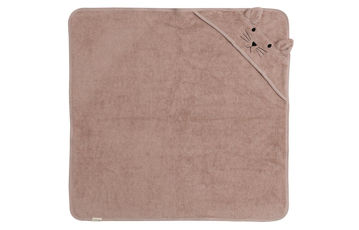 KINDSGUT Kapuzenhandtuch Katze, Baumwolle, Aus 100% zertifizierter Baumwolle, rose