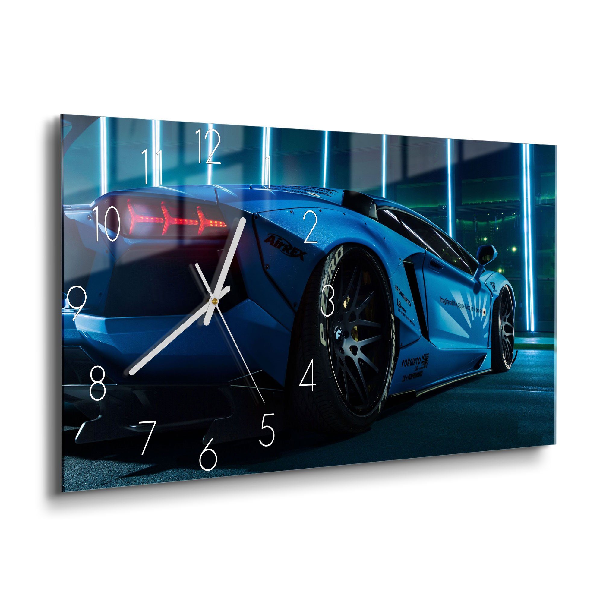 DEQORI Wanduhr 'Lamborghini Aventador' (Glas Glasuhr modern Wand Uhr Design günstig online kaufen