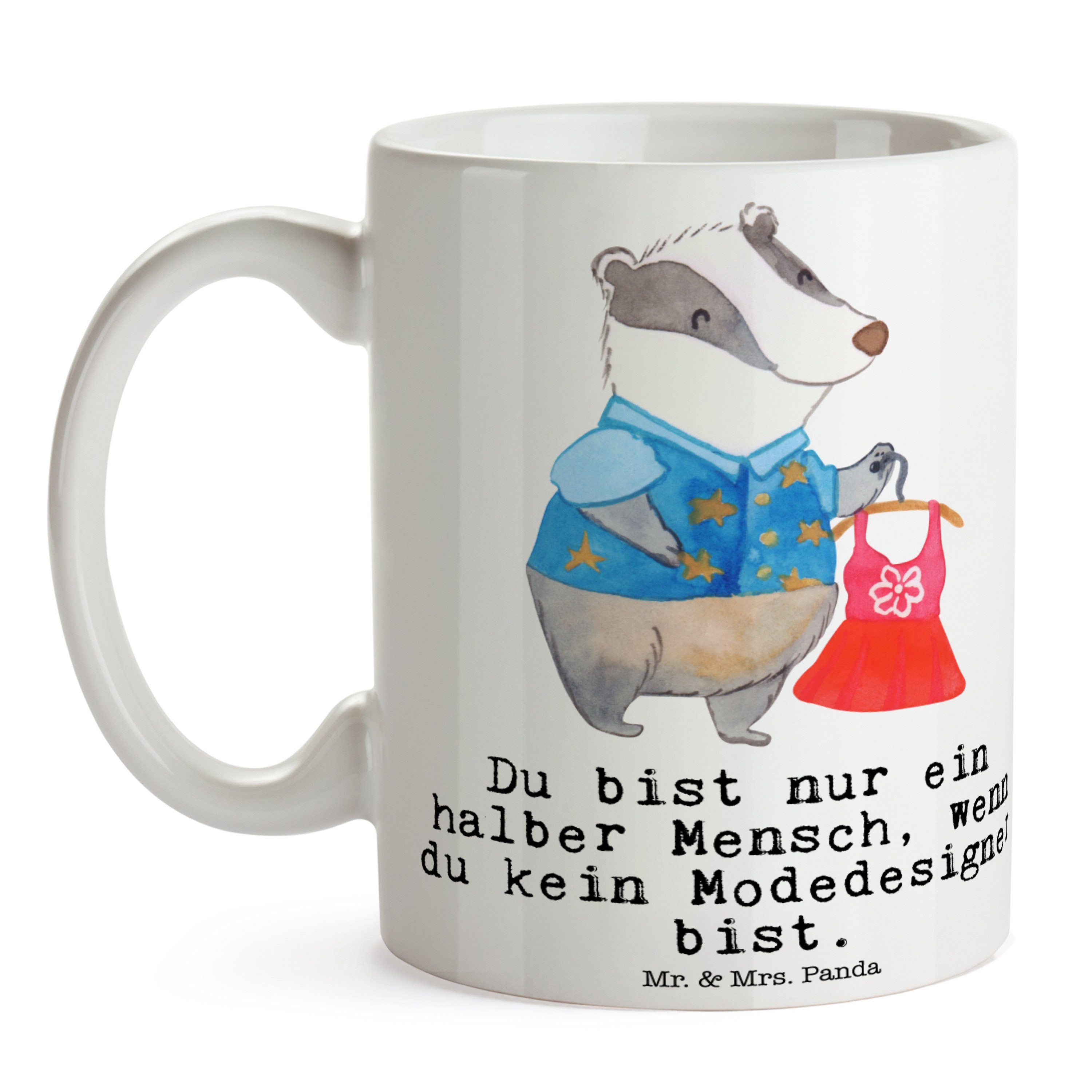 Mr. Keramik Mrs. Modedesigner Herz - & Tasse Tasse, Arbeitskollege, Geschenk, mit Fashi, - Panda Weiß