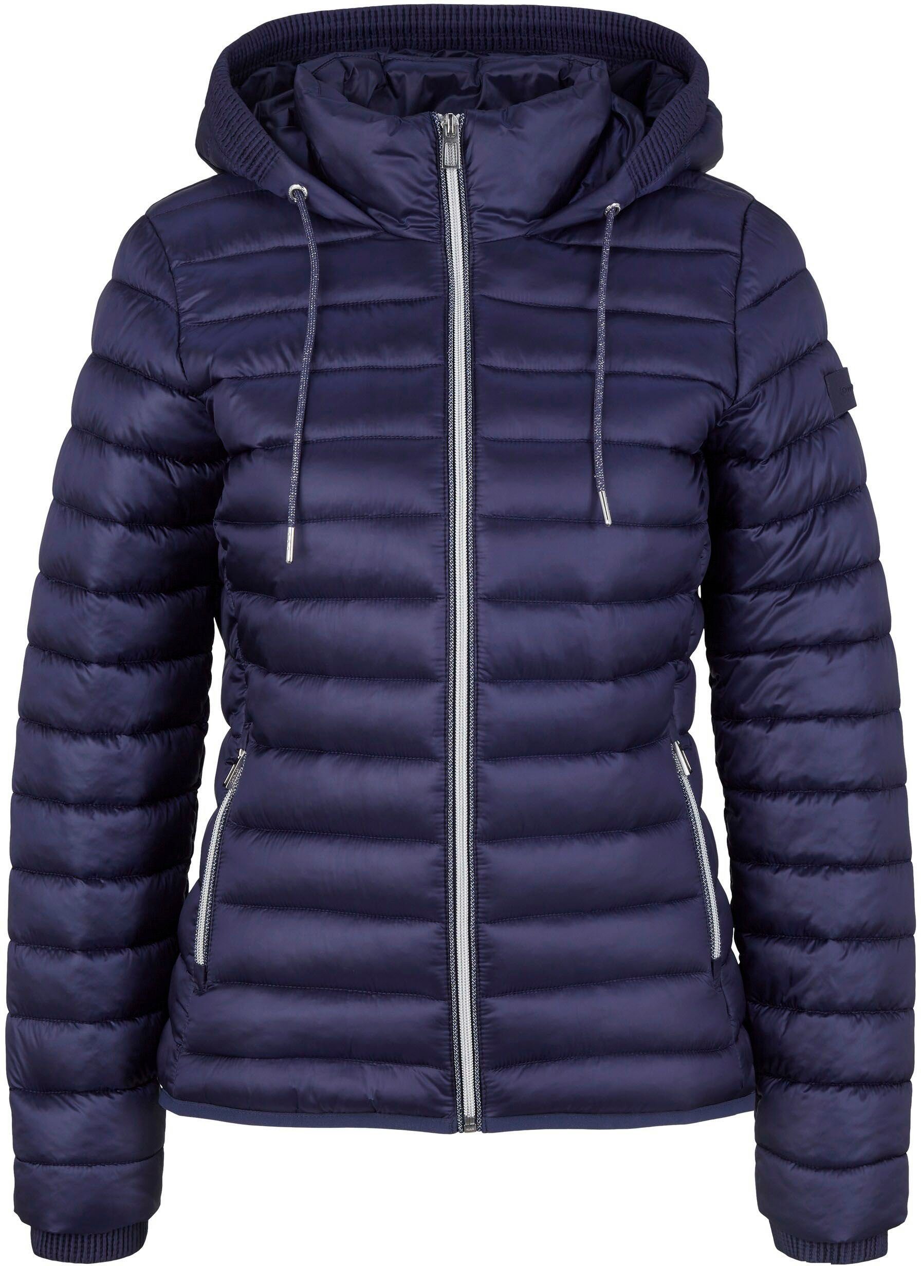 TOM TAILOR Steppjacke mit dunkelblau Stehkragen Kapuze und