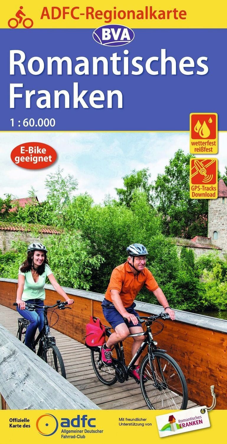 ADFC-Regionalkarte Romantisches Franken, 1:60.000, reiß- und wetterfes / diverse, mit Tagestourenvorschlägen, reiß- und wetterfest, E-Bike-geeignet, GPS-Tracks Download