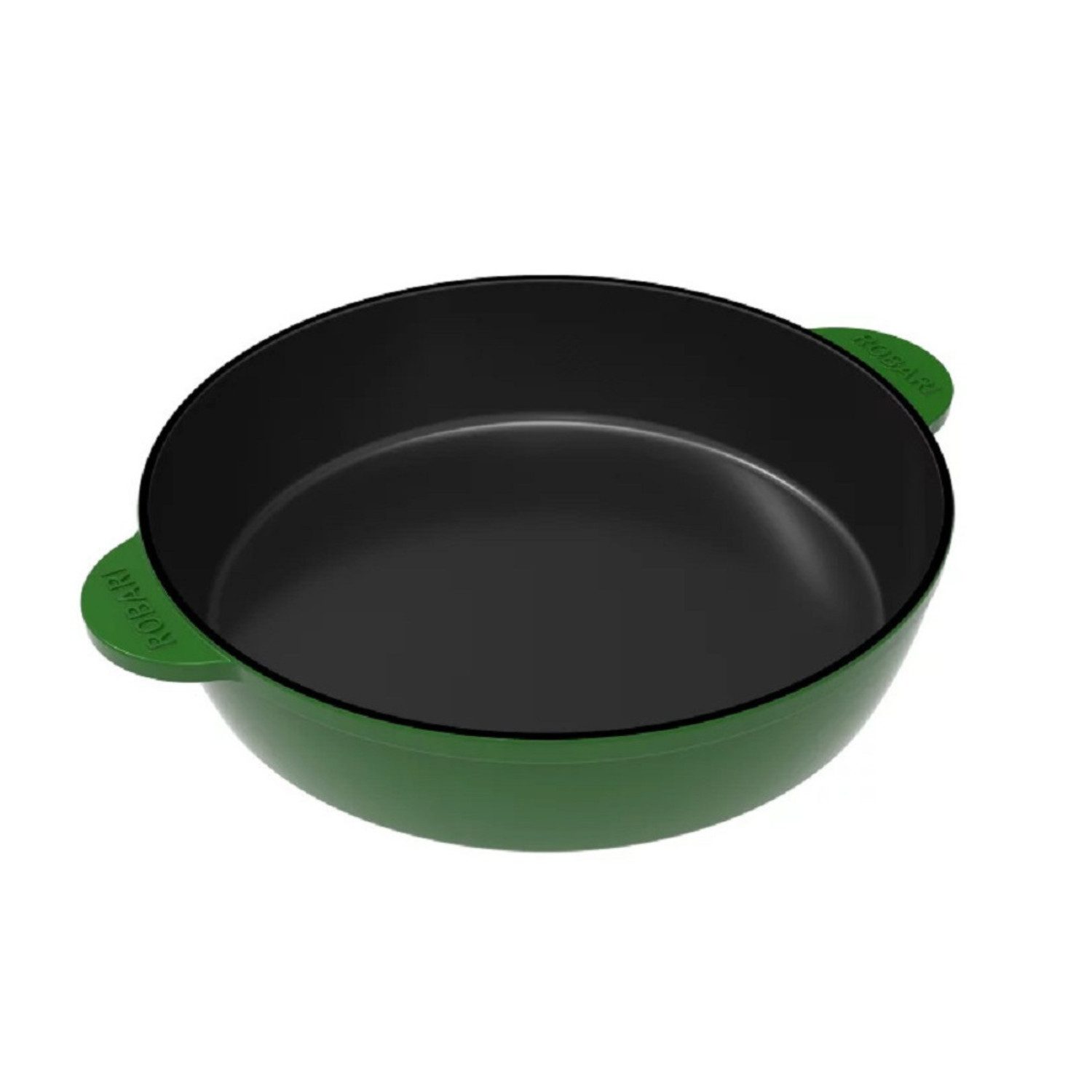 ROBARI Grillpfanne ROBARI Schmorpfanne Servierpfanne aus Gusseisen 26 cm Emailliert grün