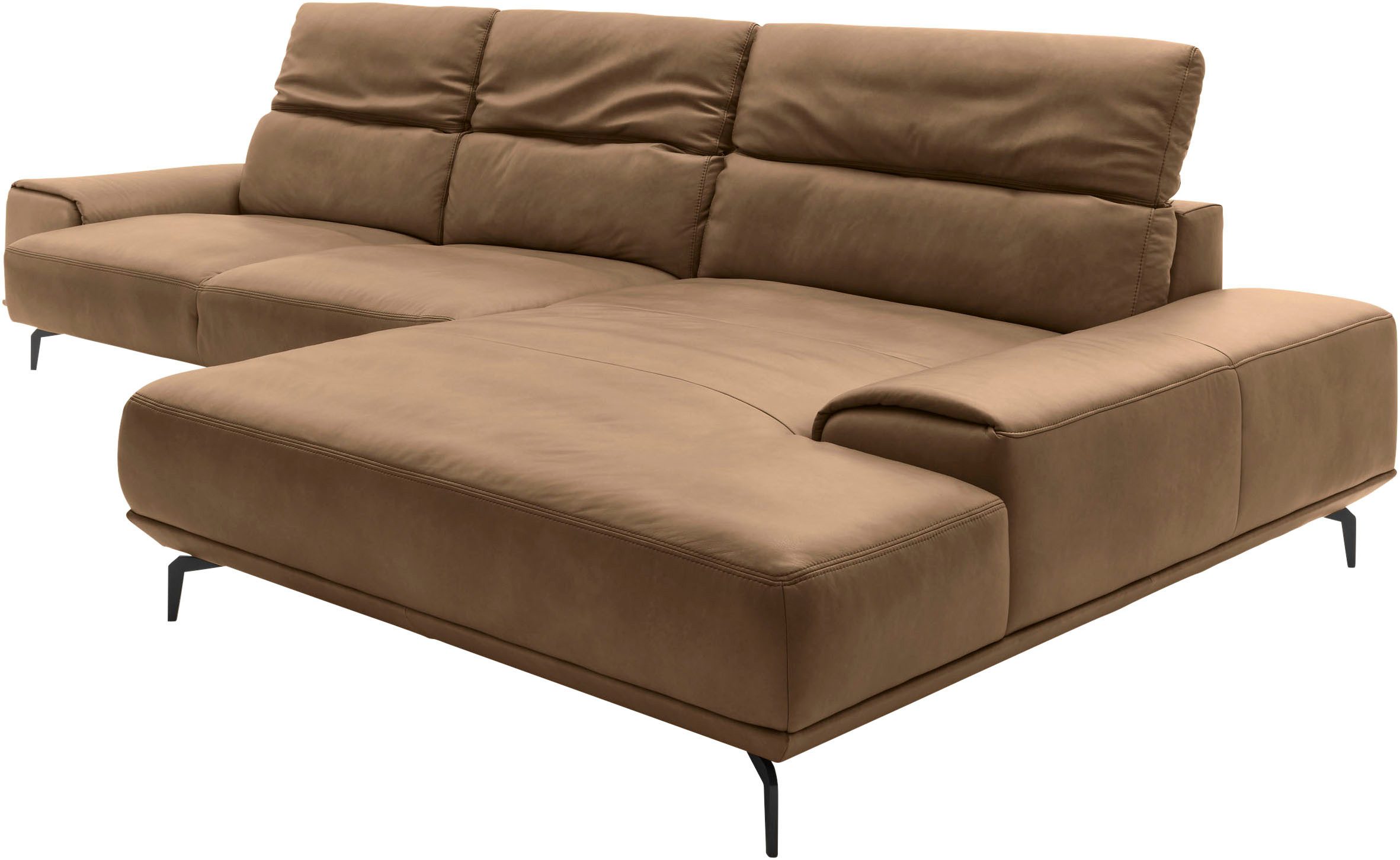 Musterring Wohnlandschaft MR 2490 Ecksofa mit erstklassigem Sitzkomfort, Long-Life-Leder, Fuß schwarz, Sitzhöhe 48cm, wahlweise mit Funktionen, Maße 342x207 cm