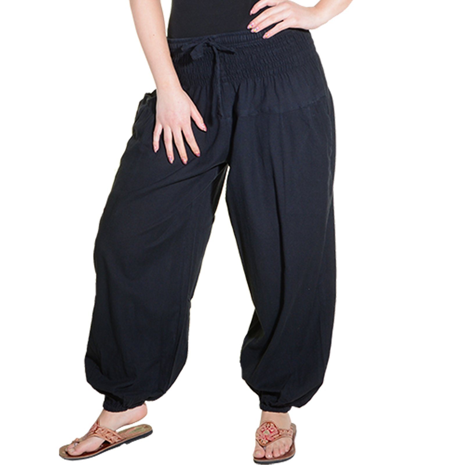 Hippie Schwarz Pluder-/Haremshose Black Damen KUNST Sommerhose Yoga MAGIE Wellness Kunst&Magie Haremshose / UND