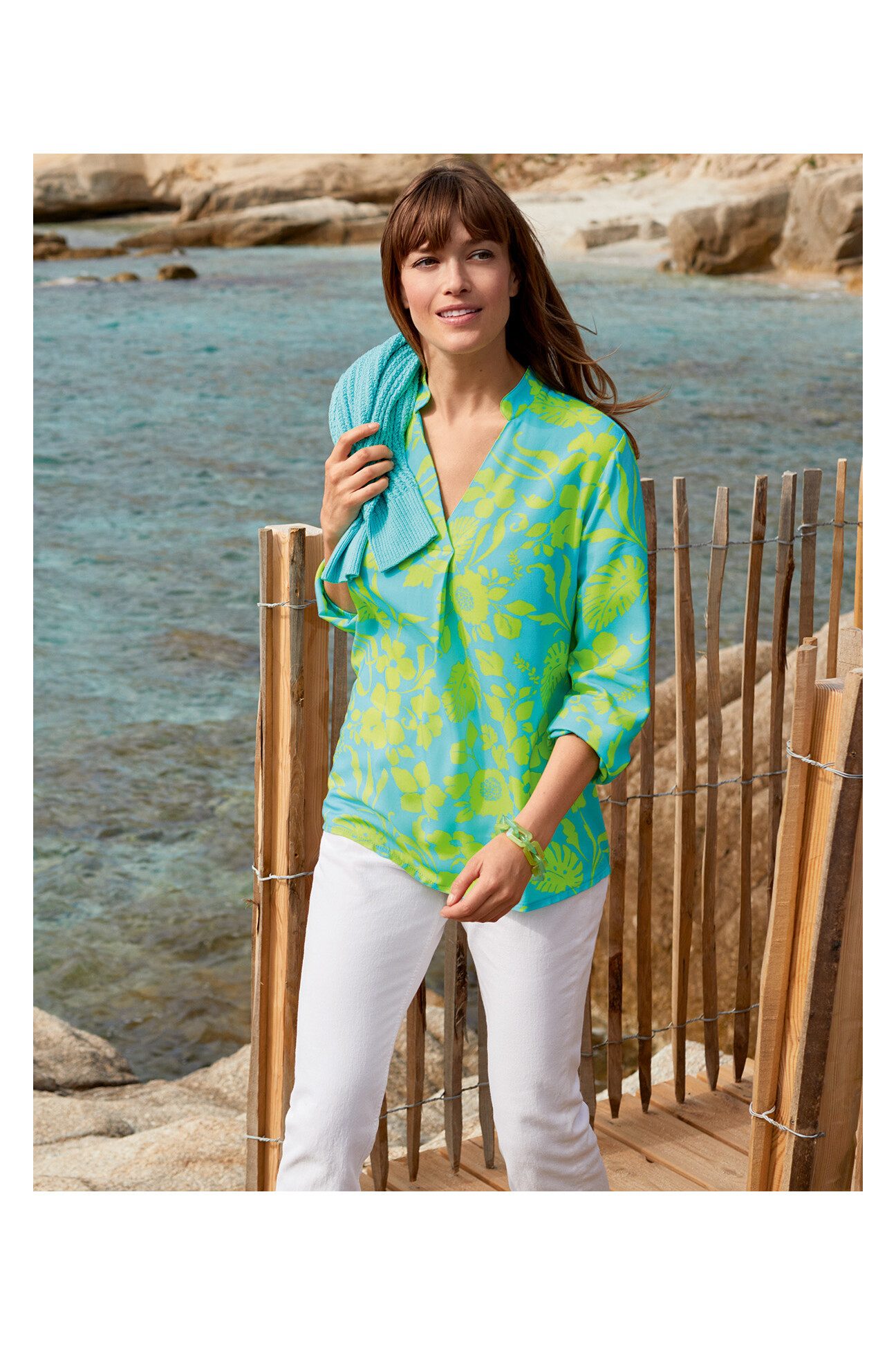Langarmbluse 19794 Two-Tone-Print Tunika