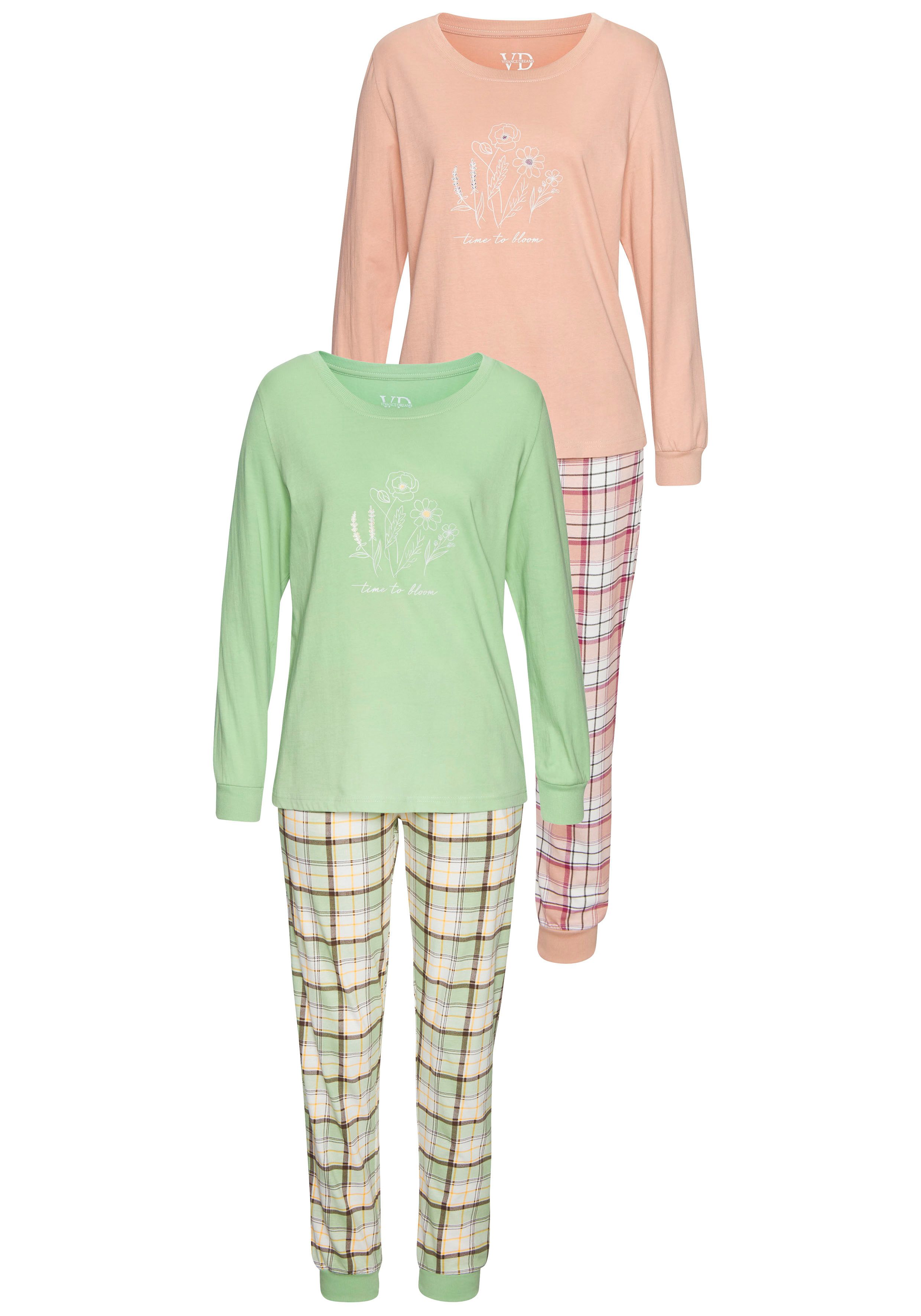 Vivance Dreams Pyjama (Set, 2 Stück) Elastische Rippbündchen günstig online kaufen