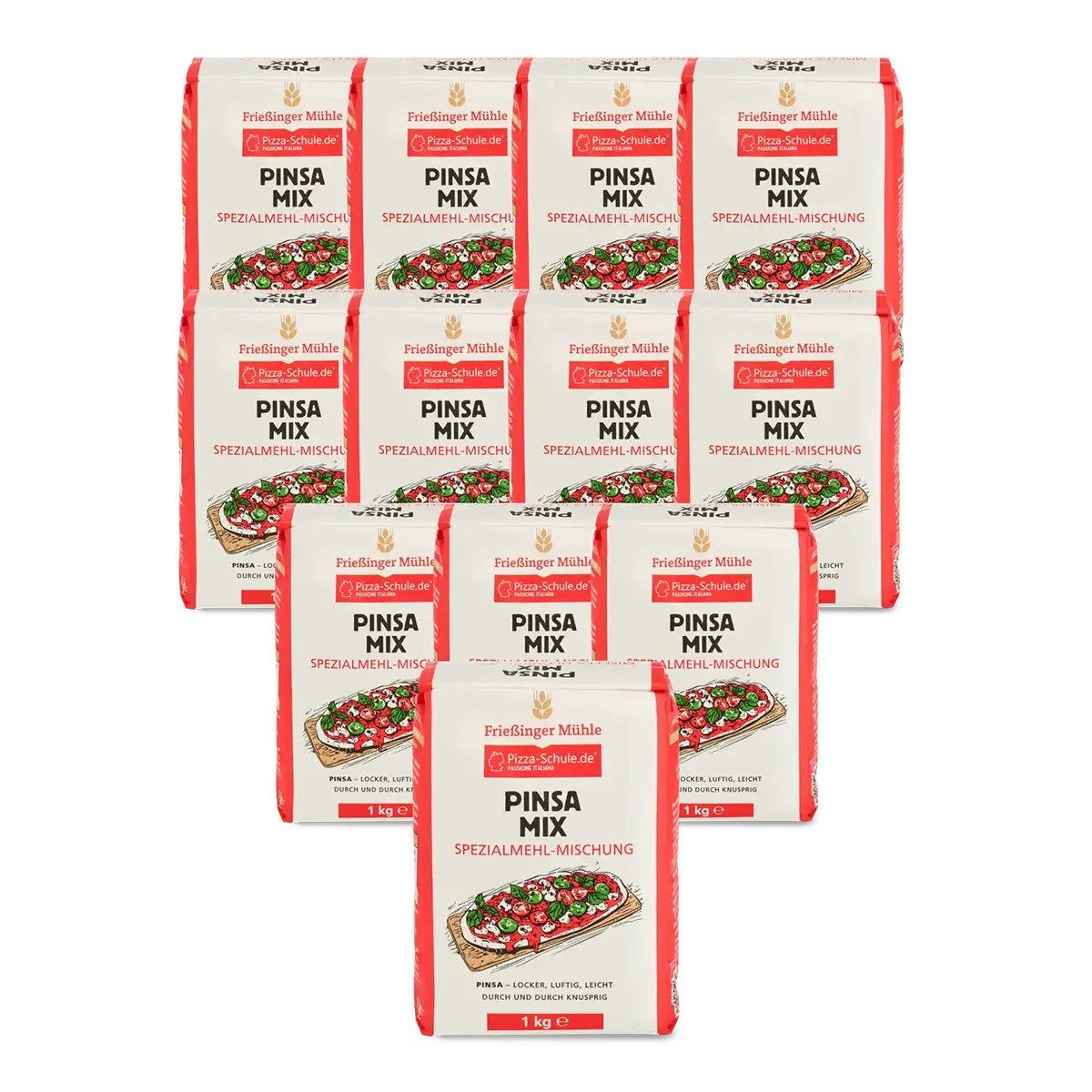 Bielmeier Mehl Spezialmehl für Pinsa 12 Stück a 1 kg Frießinger Mühle, 1 x 12000 g, Das Getreide stammt von Landwirten aus der Region (SET210322-12)