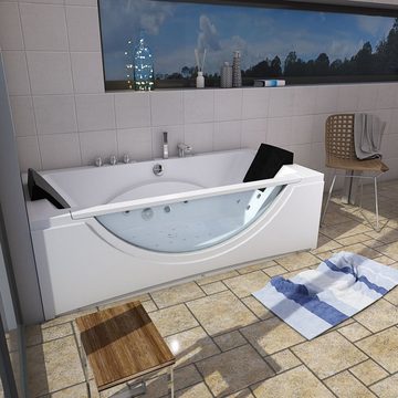 AcquaVapore Whirlpool-Badewanne Whirlpool Badewanne Eckwanne Wanne W81H-TH-A 90x180cm, (1-tlg), Mit Fußgestell und Ablaufgarnitur