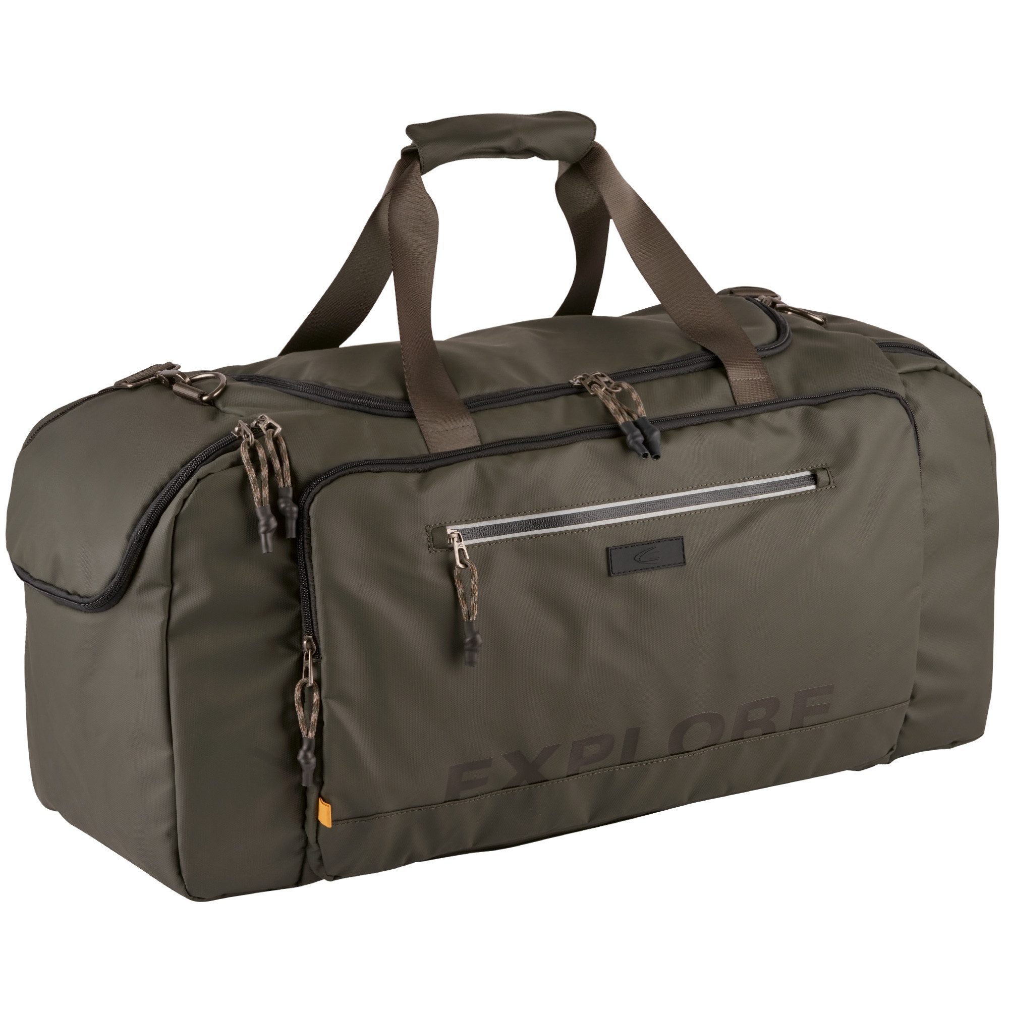 camel active Reisetasche Explore, wasserabweisendes recyceltes Nylon und reflektierende Reißverschlüsse