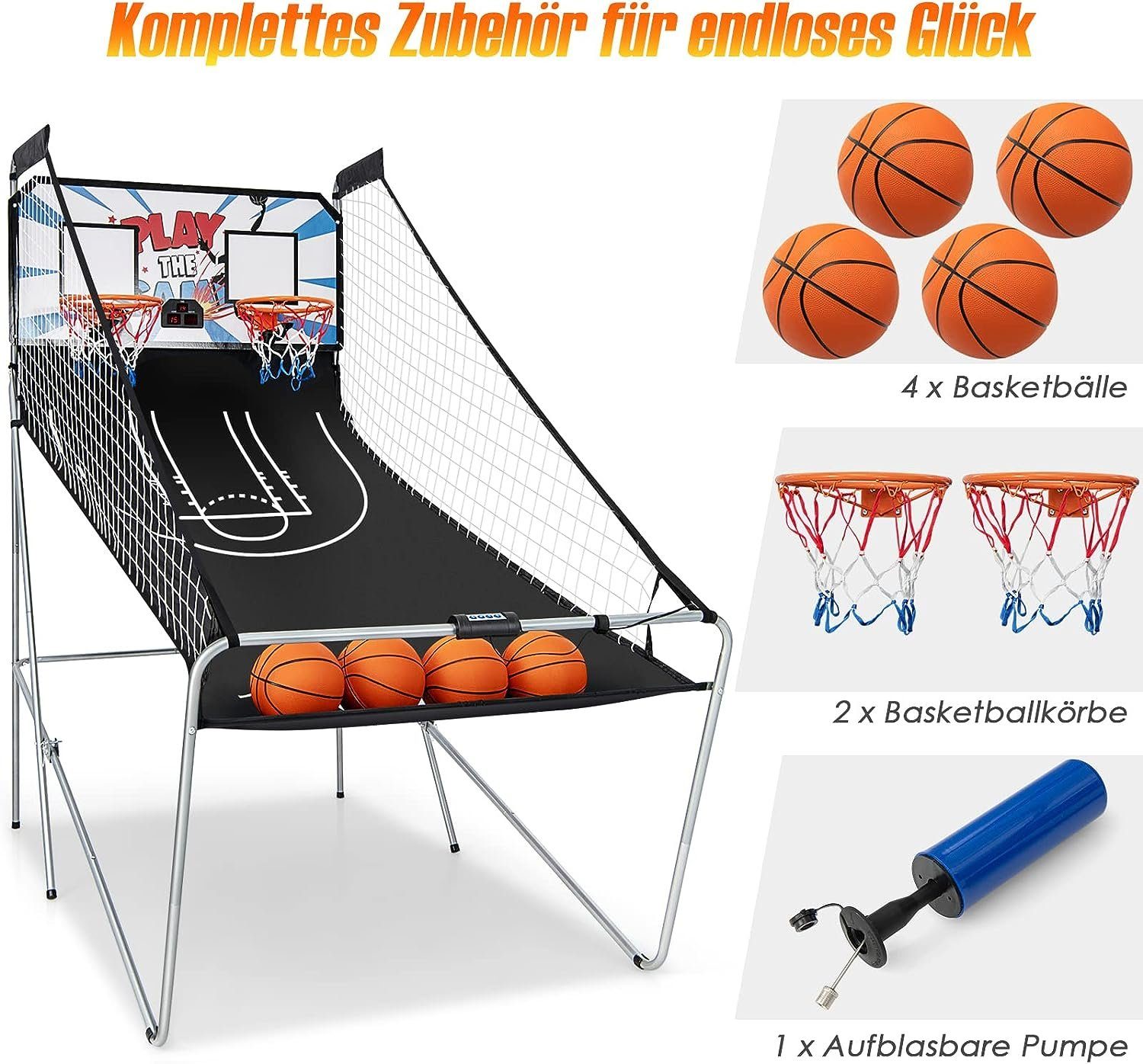mit Basketballständer KOMFOTTEU (Set), weiß Basketball-Schießmaschine Punktezähler