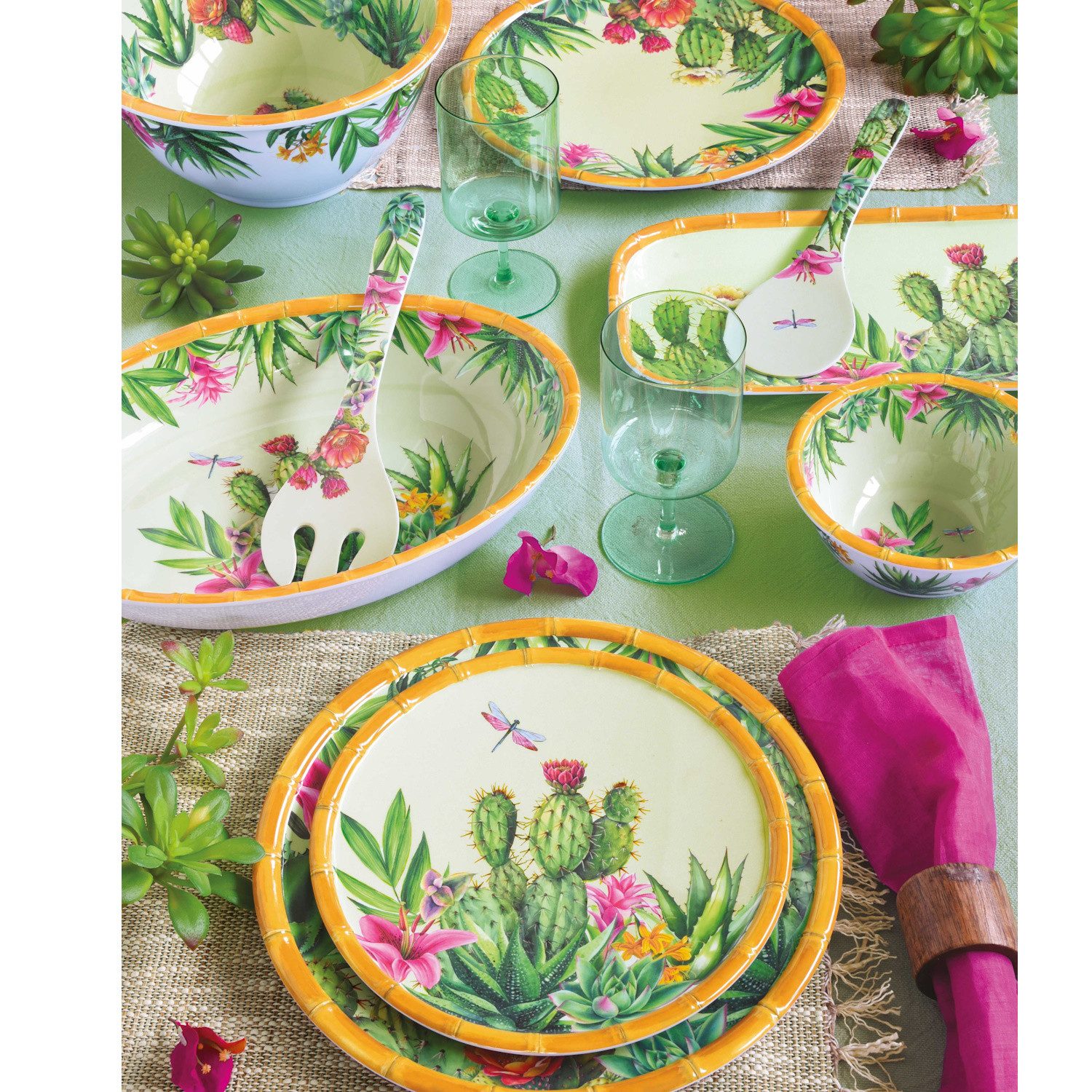 EasyLife Suppenteller Tenerife, Spülmaschinengeeignet, Mehrfarbig, Kaktus, ⌀ 20.5cm, Mehrfarbig